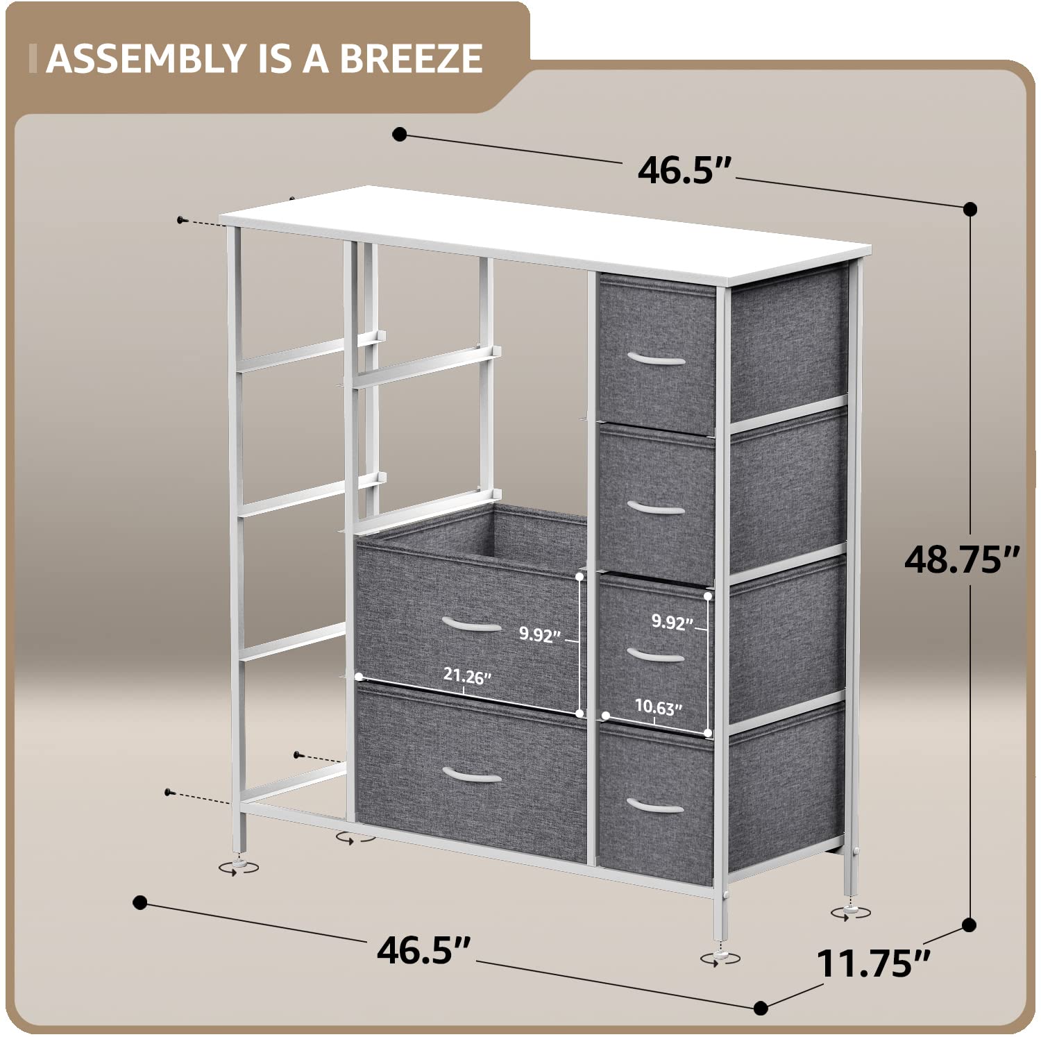 Sorbus 12-Drawer Dresser Organizer with Steel Frame & Wood Top - Easy Pull Fabric Bins for Clothes Storage - Large Bedroom, Hallway, Living Room, Nursery & Closet Storage Furniture - Perfect for Home Organization & Space Saving