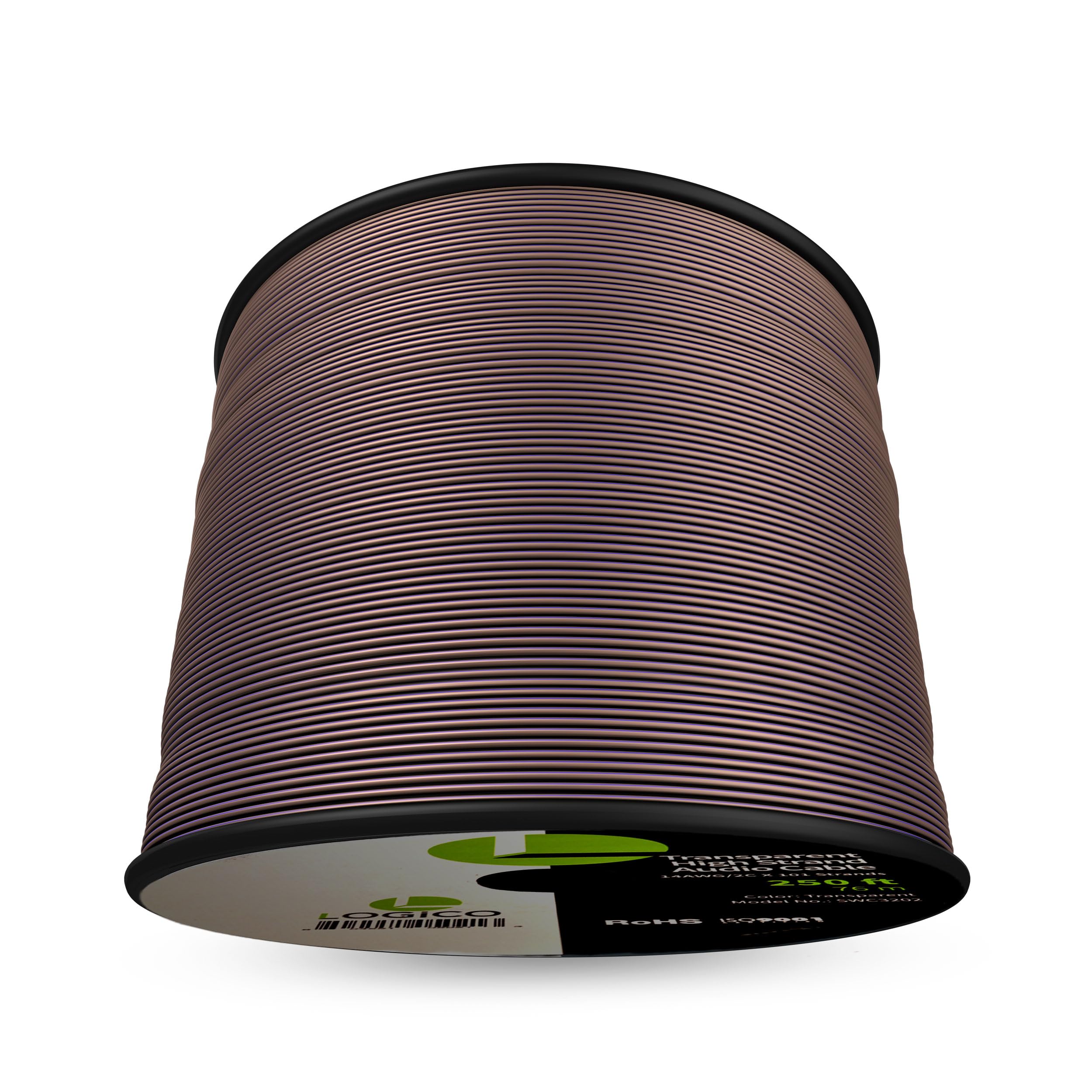 14 Gauge Transparent Speaker Wire - 250 ft Bulk Audio Cable for Car & Home Stereo Systems | High-Quality Oxygen-Free Copper for Clear Sound | Perfect for Car Audio, Home Theater & DIY Speaker Installations