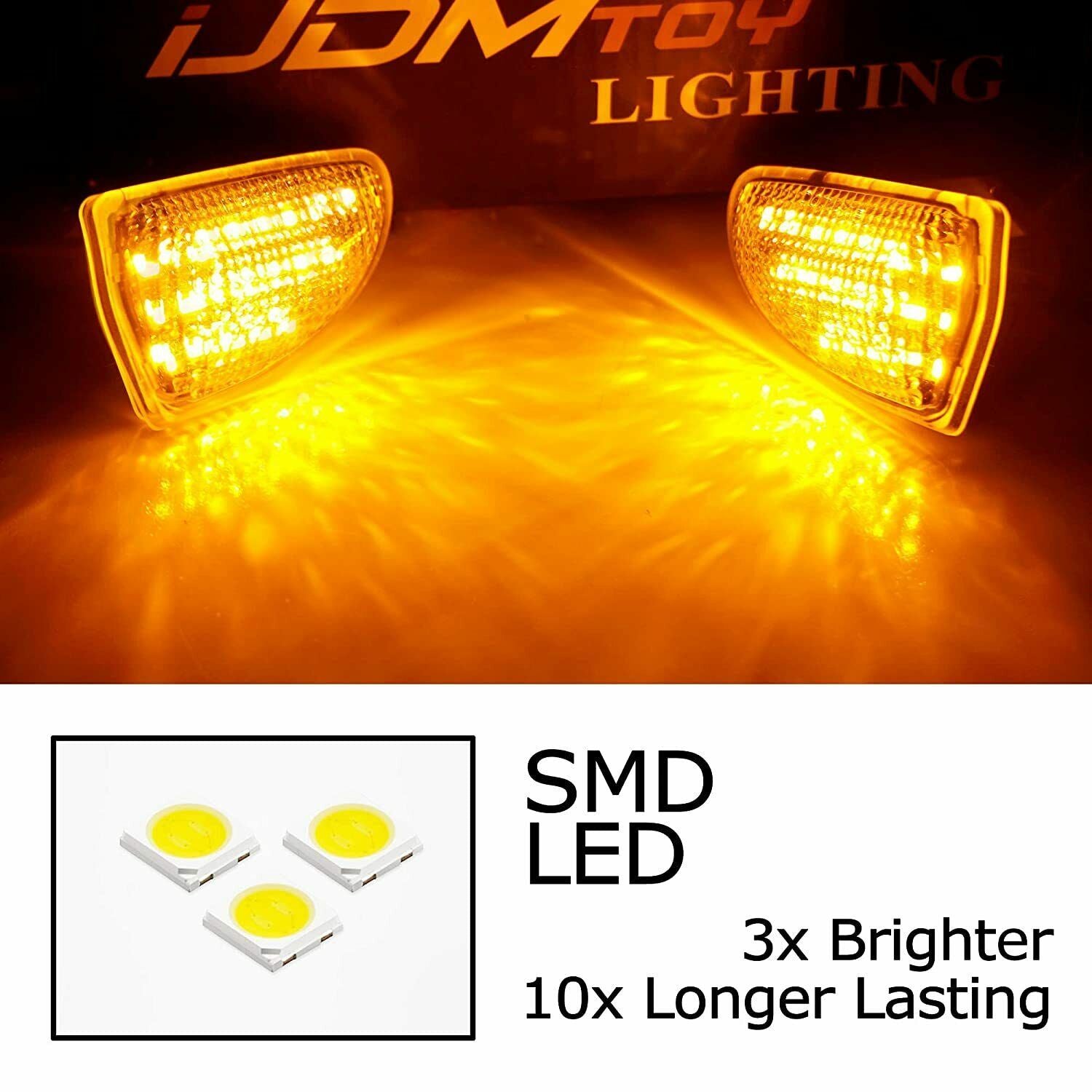 Amber LED Front Side Marker Lights for 2007-2015 Smart Fortwo W451 - Clear Lens - Enhanced Visibility & Safety for Night Driving & Turn Signals