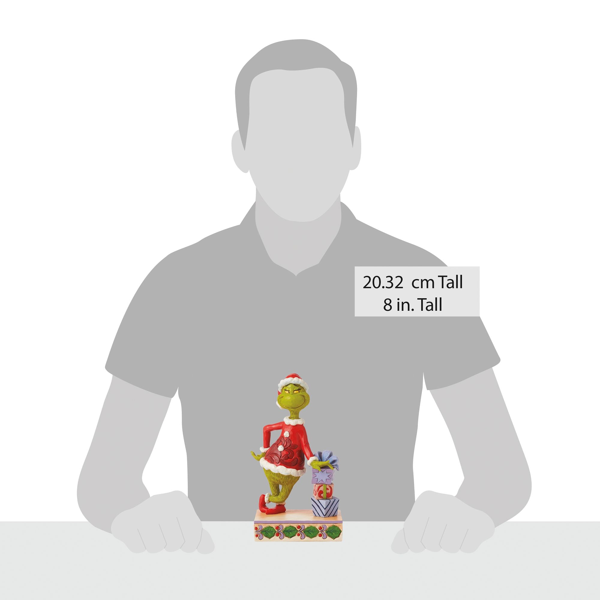Grinch Leaning on Gifts Christmas Decor - Festive Holiday Home Decorations for Xmas Tree, Mantel & Party