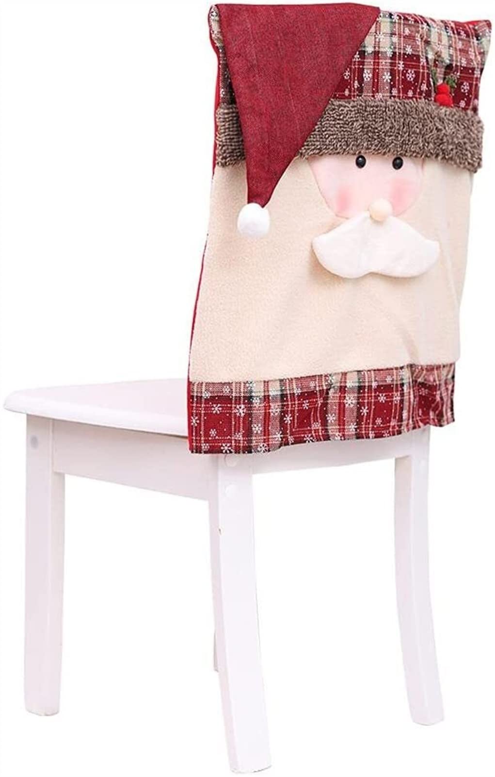 Christmas Chair Covers Set - Santa Claus & Snowman Design Square Chair Back Covers for Holiday Dinner Table Decorations, Xmas Party Ornaments (Snow Lattice Pattern, Perfect for Elderly Home Decor) - Ideal for Christmas Parties, Family Gatherings & Festive Home Decor
