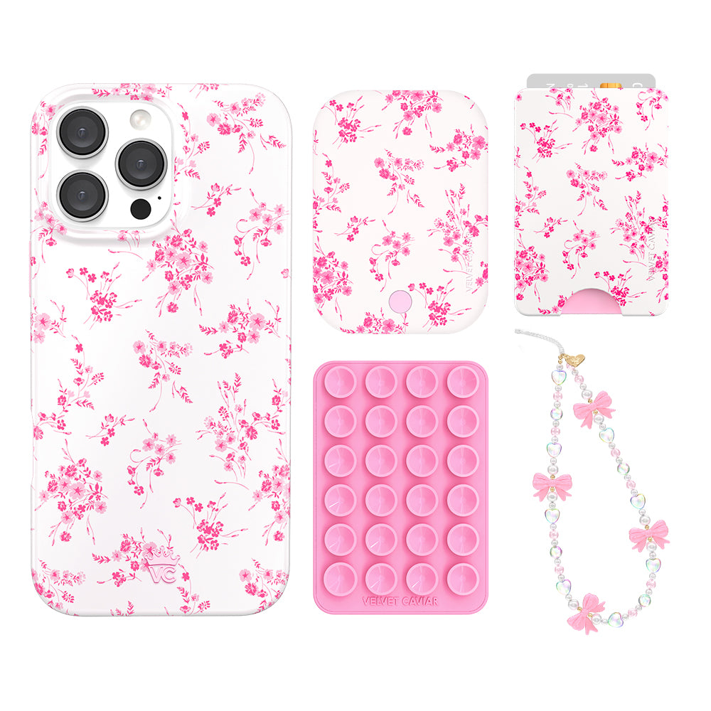 French Rose Floral iPhone Case with Wallet - Elegant Protective Cover for iPhone 13/14/15 Pro Max - Perfect for Women, Gift Ideas, Daily Use & Travel Accessories