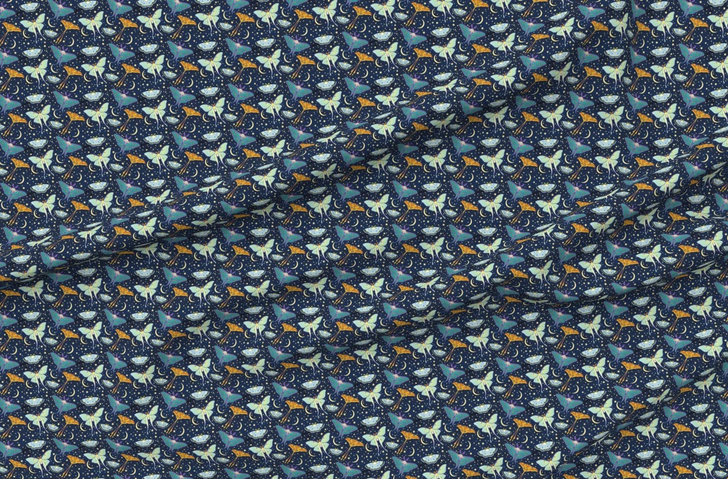 Moon Moths Printed Minky Fabric Fat Quarter - Soft Plush Fabric for Baby Blankets, Quilt Backing & Sewing Projects - DIY Nursery Decor & Cozy Home Textiles