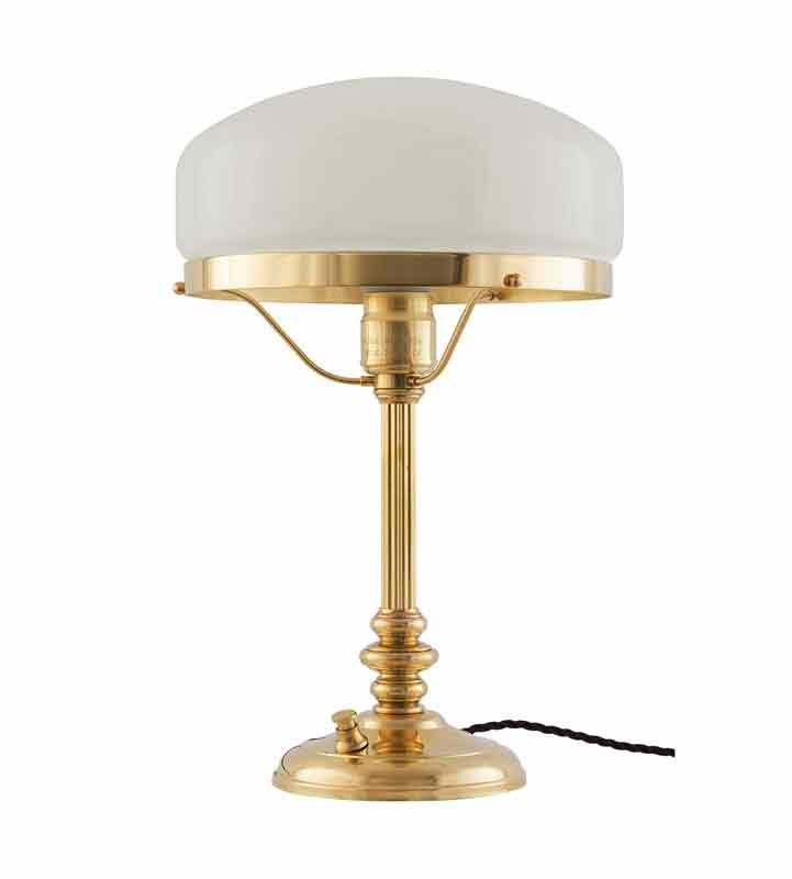 Karlfeldt Brass Table Lamp with White Shade - Elegant Home & Office Lighting for Living Room, Bedroom, or Study