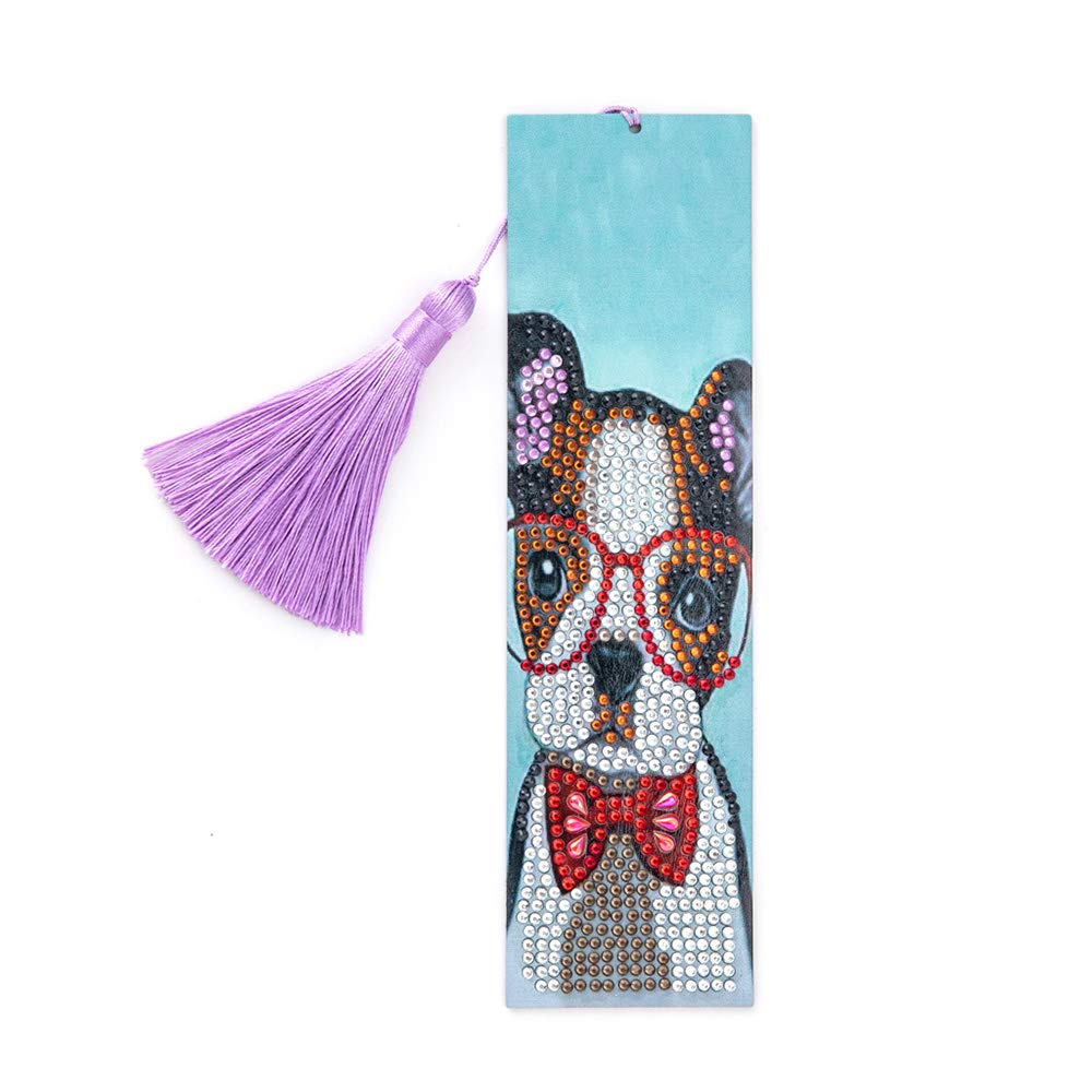 5D Diamond Painting Bookmarks for Adults - DIY Dog Diamond Art Bookmark with Tassel, Arts & Crafts Kit - Perfect Gift for Book Lovers, Relaxation & Home Decor