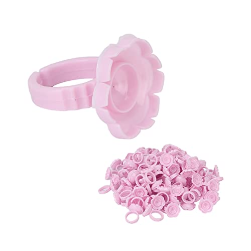 Premium Eyelash Extension Glue Rings - V-Shaped Tapered Pigment Holders, Stable PP Material for Professional Lash Artists (Pink) | Perfect for Salon Use & DIY Lash Extensions at Home
