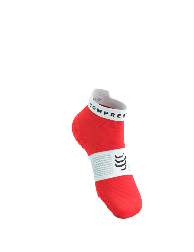 Compressport Unisex Pro Racing Socks v4.0 - Performance Running Socks for Men & Women - Low Cut, Breathable & Cushioned - Fluorescent Red/White - Ideal for Marathon, Triathlon & Training