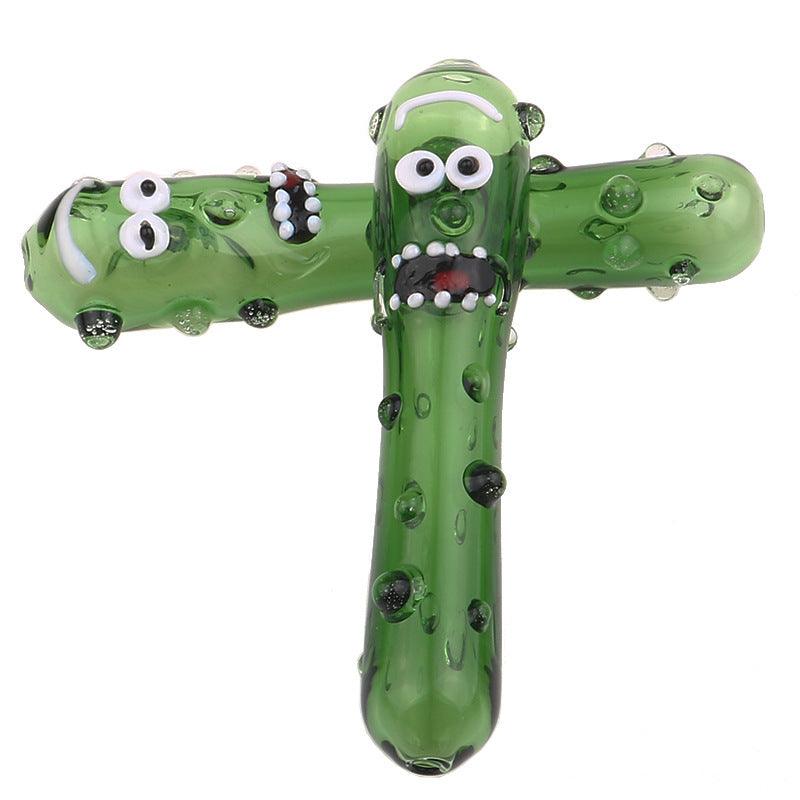 Unique Shaped Cucumber Design Cute Glass Pipe | Premium High Borosilicate Glass Smoking Set for Herbs & Tobacco | Perfect for Home Relaxation & Outdoor Adventures