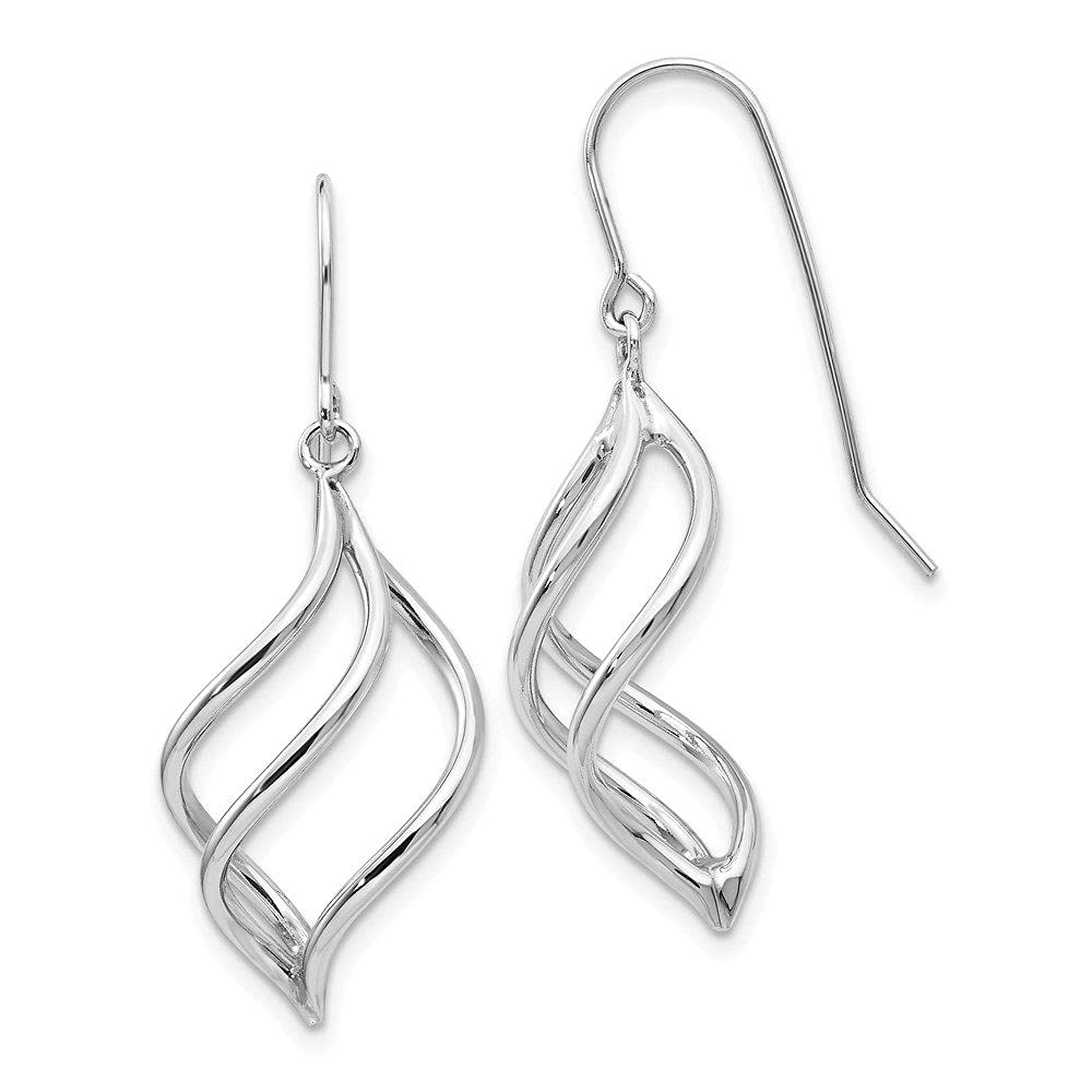 14K White Gold Swirl Dangle Earrings for Women - Elegant Handmade Jewelry Gift for Birthday, Anniversary & Special Occasions - Perfect for Parties, Weddings & Evening Events