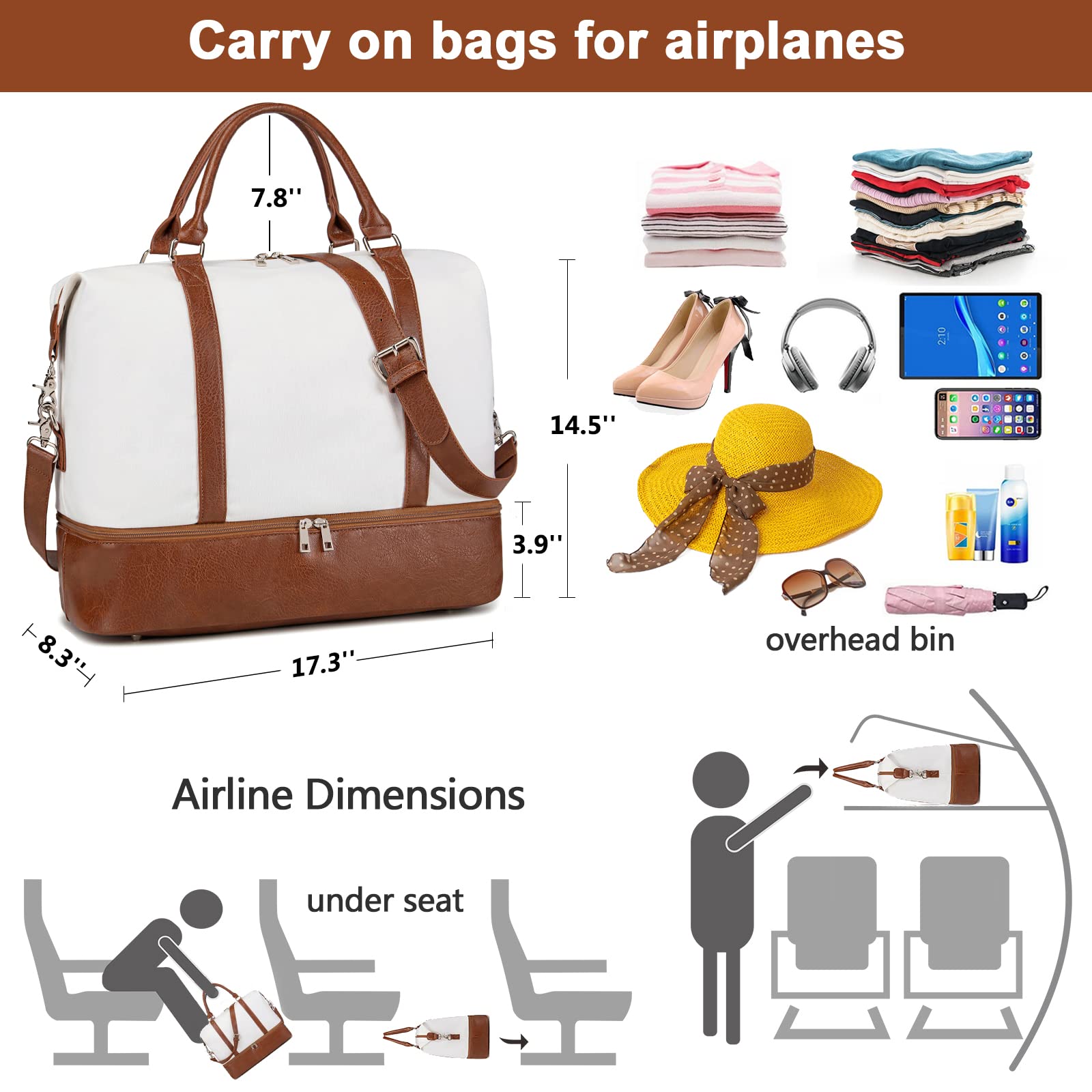 CAMTOP Women's Canvas Travel Bag - Durable Weekend Overnight Carry On Luggage for Women - Perfect for Business Trips, Vacation & Gym Use
