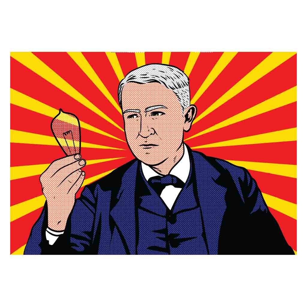 VictoryStore Apparel - 4 Pack Edison Pop Art Graphic T-Shirts for Men, Black Cotton Tees - Perfect for Casual Wear, Street Style & Gifts