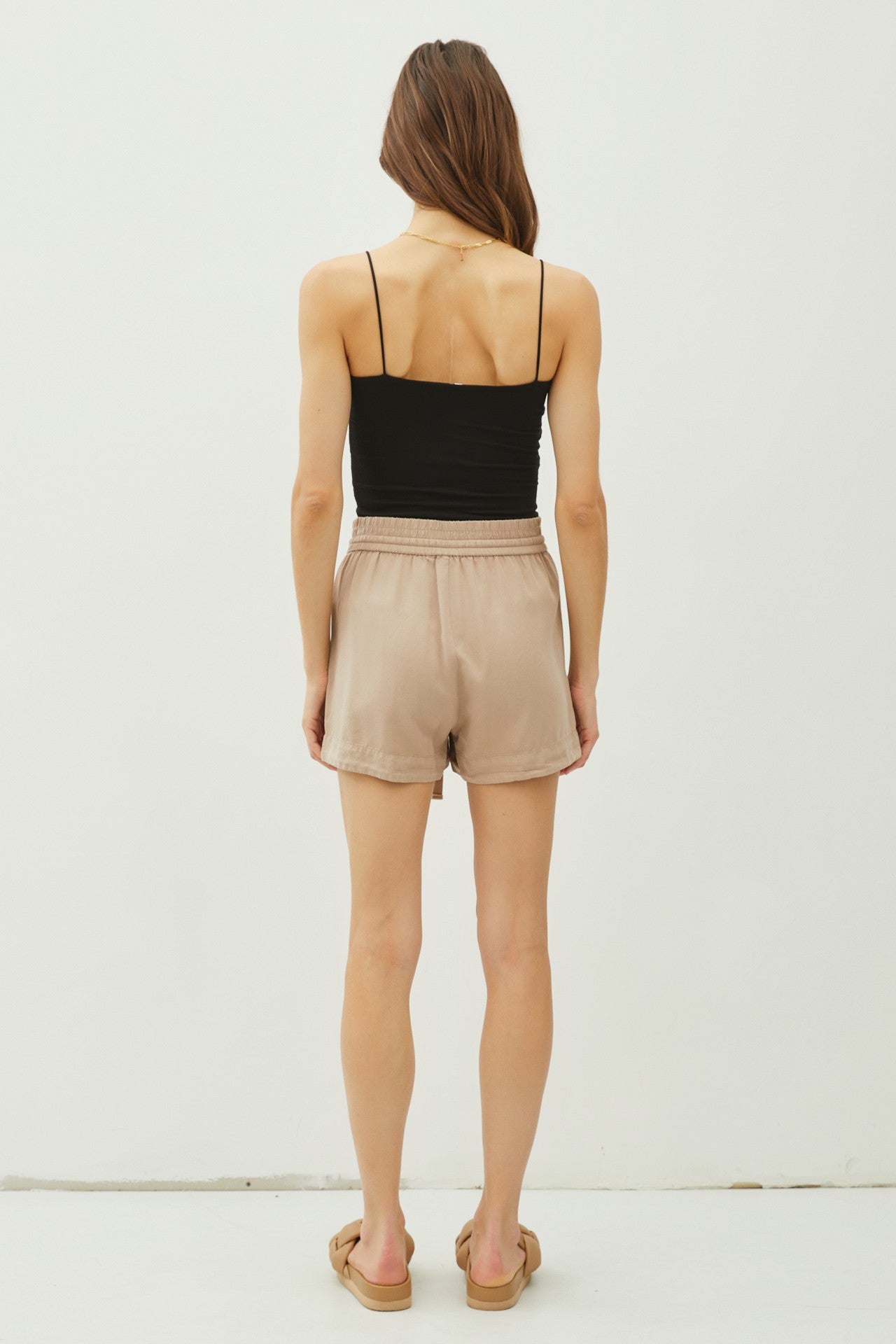 Beige Drawstring Shorts with Side Pockets - Comfortable Casual Wear for Women | Perfect for Summer, Yoga, Gym & Lounge