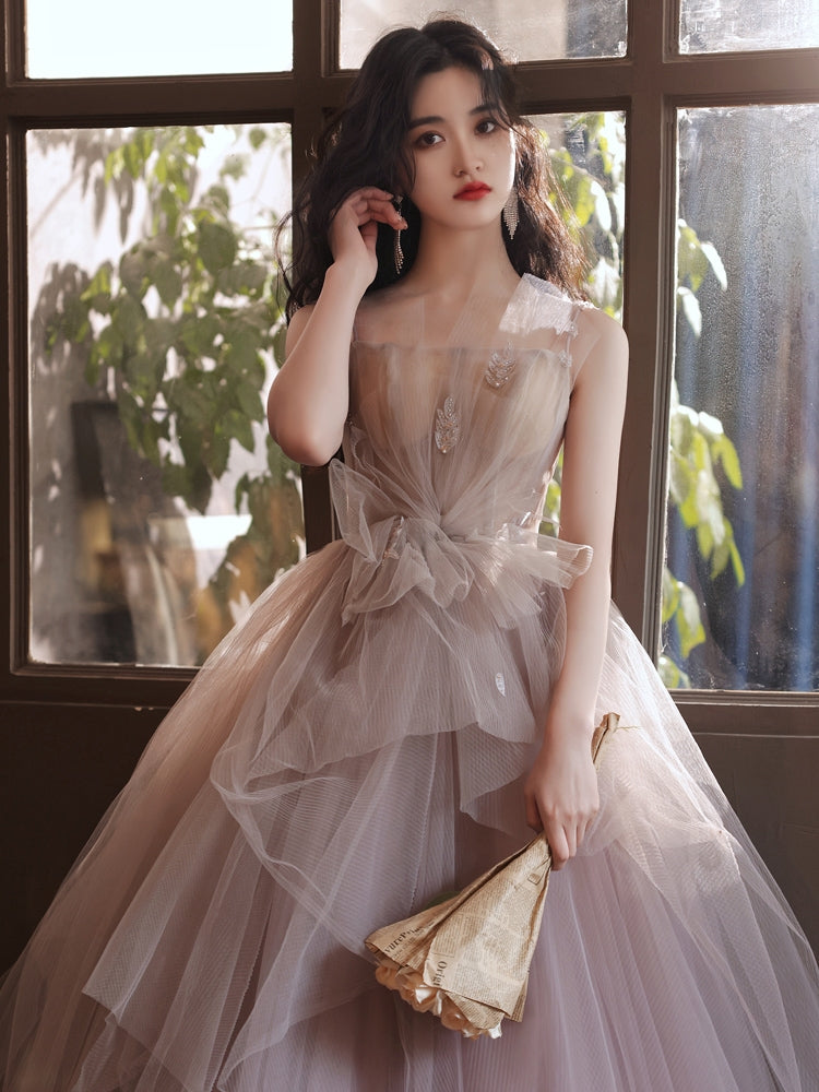 Elegant Pink Tulle Long Prom Dress for Women | Sweet 16 Party Gown | Perfect for Formal Dances, Quinceañeras & Special Occasions