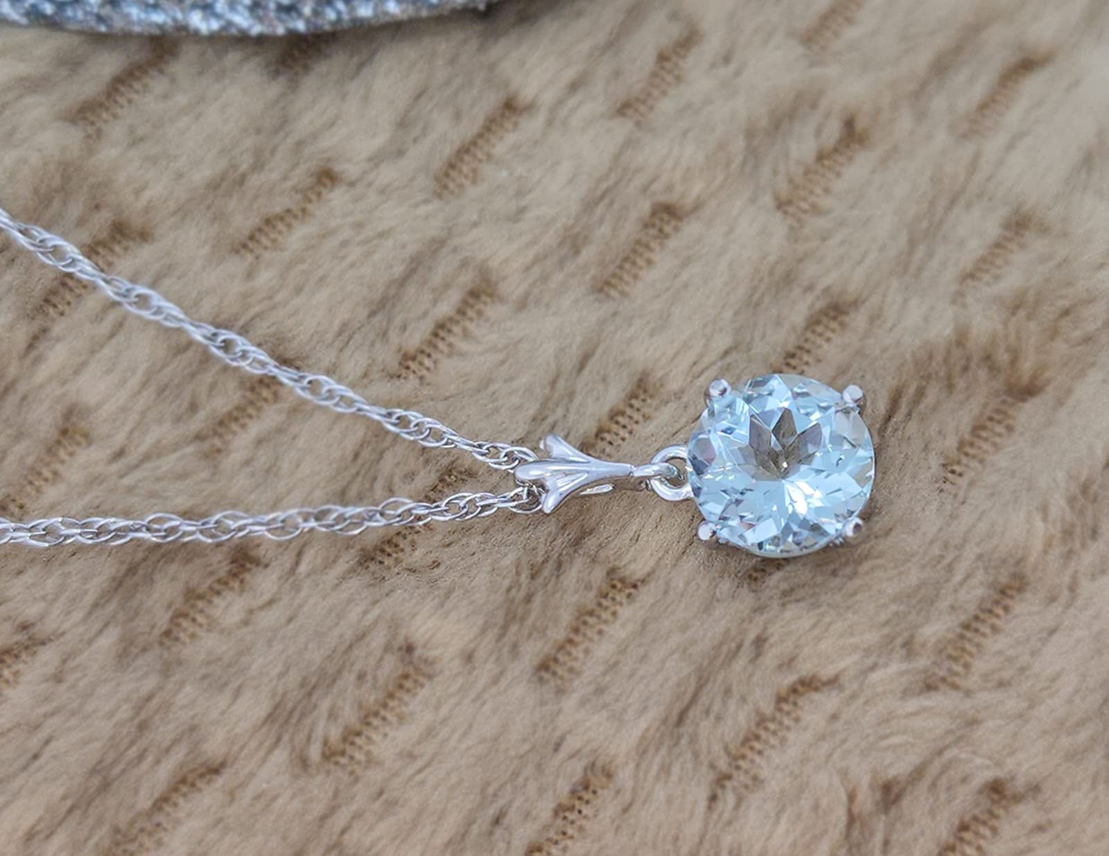 14K Yellow, White & Rose Gold Solitaire Aquamarine Pendant Necklace - Galaxy Gold GG | Elegant Birthstone Jewelry for Women, Perfect Gift for Anniversary, Valentine's Day & Special Occasions