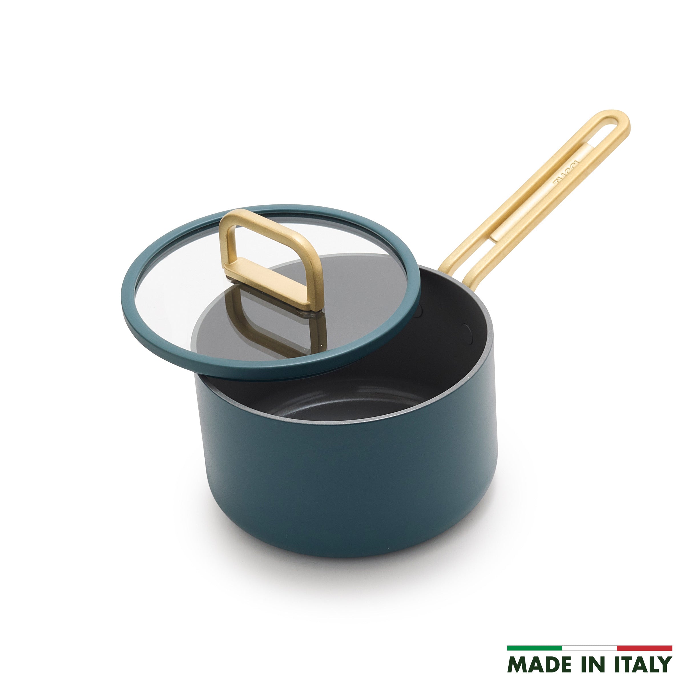 Stanley Tucci™ Ceramic Nonstick 2 Quart Saucepan with Lid - Venetian Teal Cookware for Pasta, Soups & Sauces | Perfect for Stovetop Cooking & Kitchen Essentials