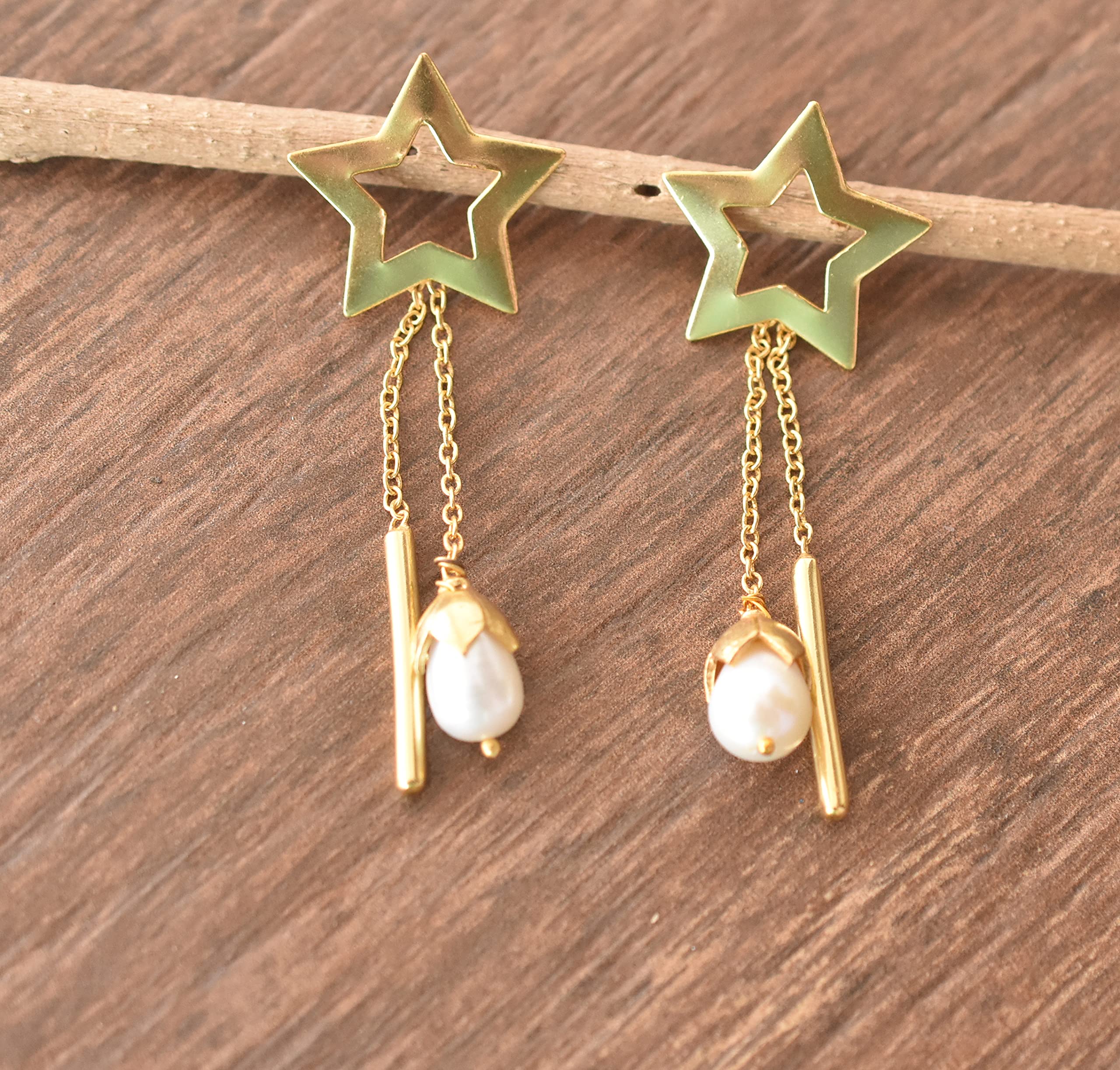 18K Yellow Gold Plated Handmade Earrings for Women - Fashion Jewelry Gift for Her - Designer Gold Filled Earrings VE-404 - Perfect for Weddings, Parties & Special Occasions