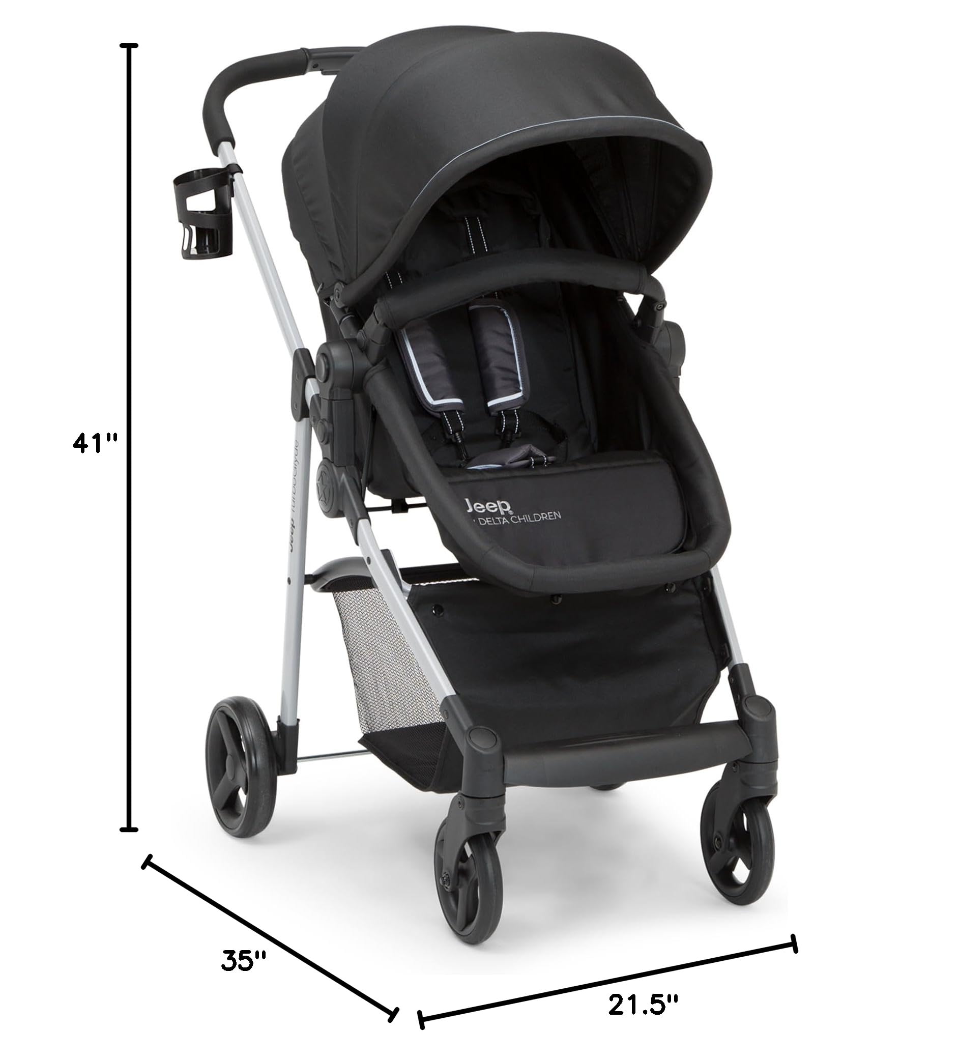 Jeep TurboGlyde 3-in-1 Stroller for Baby & Toddler - Lightweight Travel System with Car Seat, Bassinet & Stroller Modes - Perfect for Shopping, Travel & Daily Walks