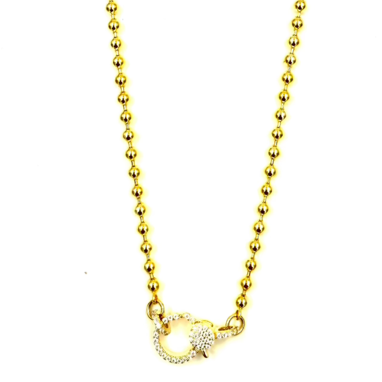 Ashley Gold Sterling Silver Gold Plated Ball Chain Necklace with CZ Clasp - Elegant Jewelry for Women, Perfect for Parties, Weddings & Everyday Wear