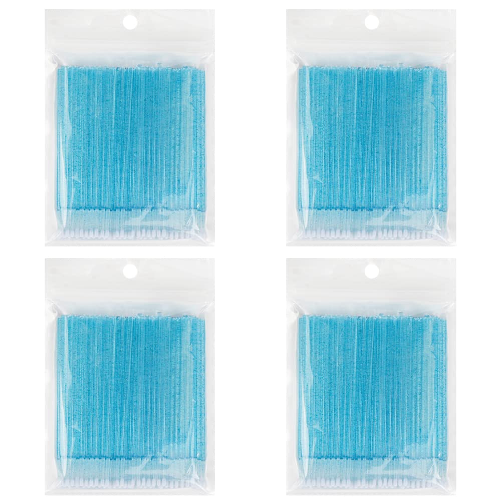 400 PCS Disposable Glitter Crystal Micro Applicator Brushes - Eyelash Extension Microswab & Mascara Wands for Professional Lash Extensions, Makeup Removal & Beauty Salon Use (Crystal Blue) - Perfect for Lash Artists, Makeup Professionals & DIY Beauty Enthusiasts