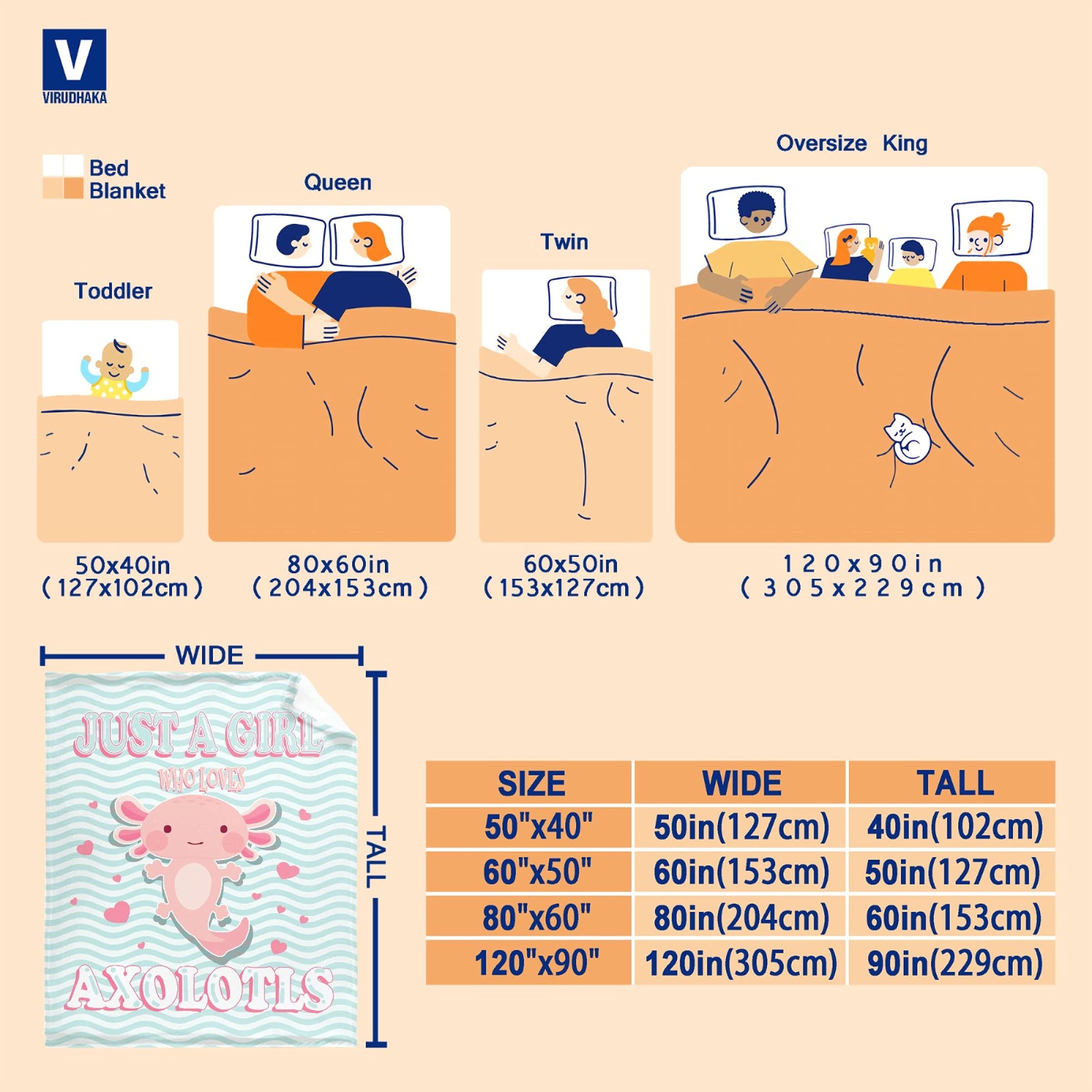 Soft Flannel Axolotl Blanket for Girls & Kids - Cute Kawaii Plush Animal Throw Blanket 120x90 Inches Oversized - Perfect for Bed, Couch, Chair & Room Decor - Lightweight Cozy Gift for Axolotl Lovers