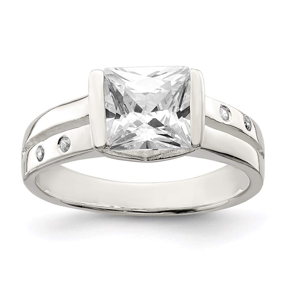 925 Sterling Silver Square Cubic Zirconia Ring for Women - Elegant Fine Jewelry Gift for Her - Perfect for Anniversaries, Birthdays & Special Occasions