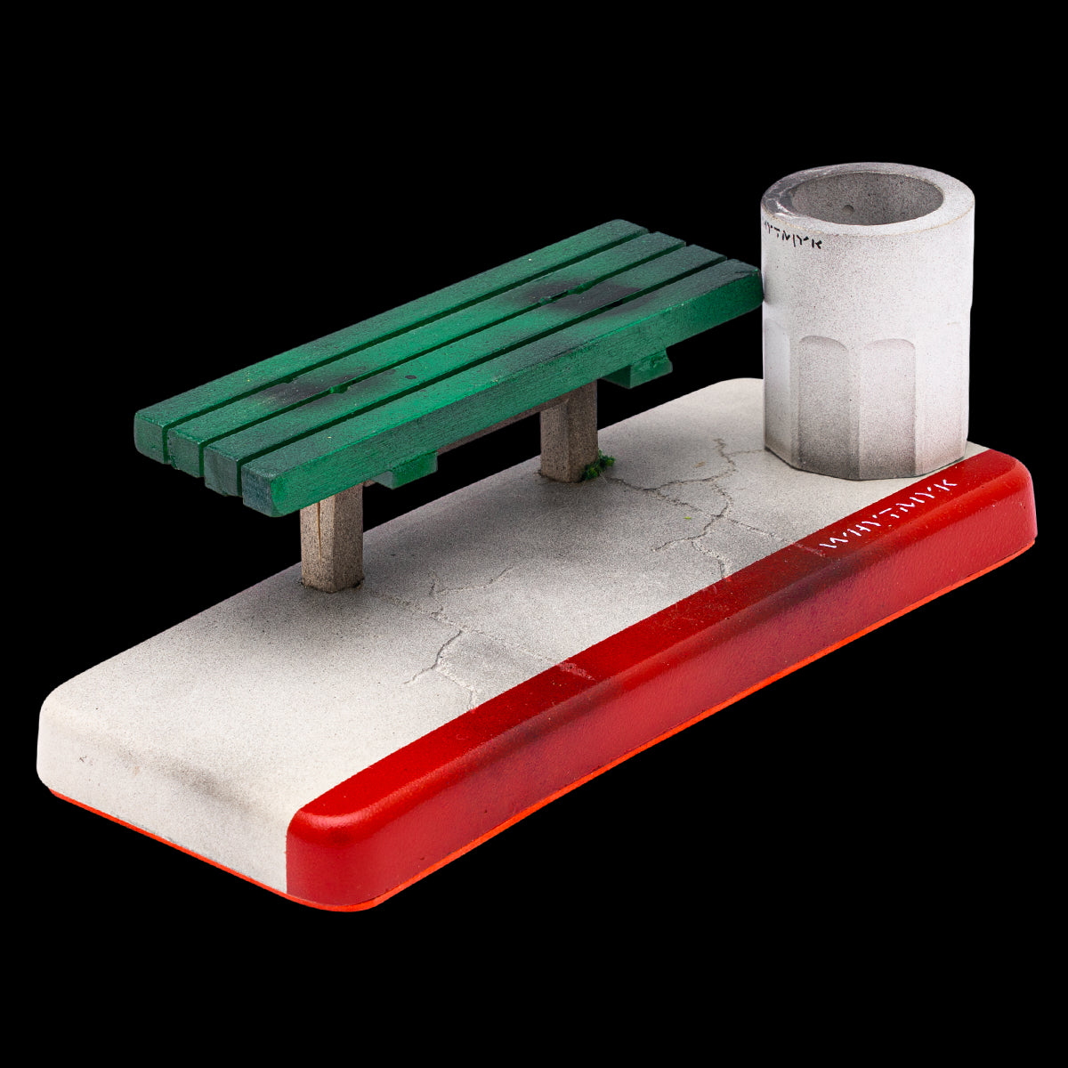 WhytMyk Concrete Fingerboard Ramp with Bus Stop, Trash Can & Slab - Portable Skate Park for Finger Skateboarding & Mini Ramp Tricks - Perfect for Home, Office & School Play