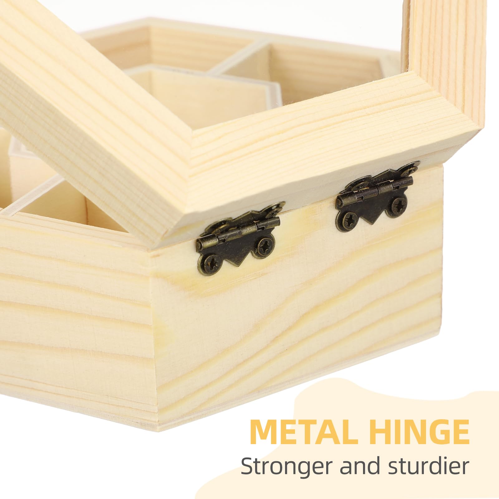 Healifty Unfinished Wooden Hexagon Jewelry Organizer Box - 7 Compartments Trinket Storage for Necklaces, Bracelets & Rings | Perfect for Bedroom Vanity, Travel Jewelry Case & Gift Packaging