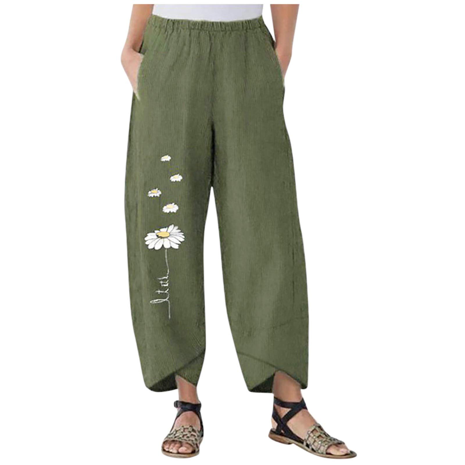 Women's Linen Capri Pants with Pockets - Baggy Wide Leg Lounge & Yoga Pants for Women | Perfect for Casual Wear, Summer Outfits, and Home Comfort