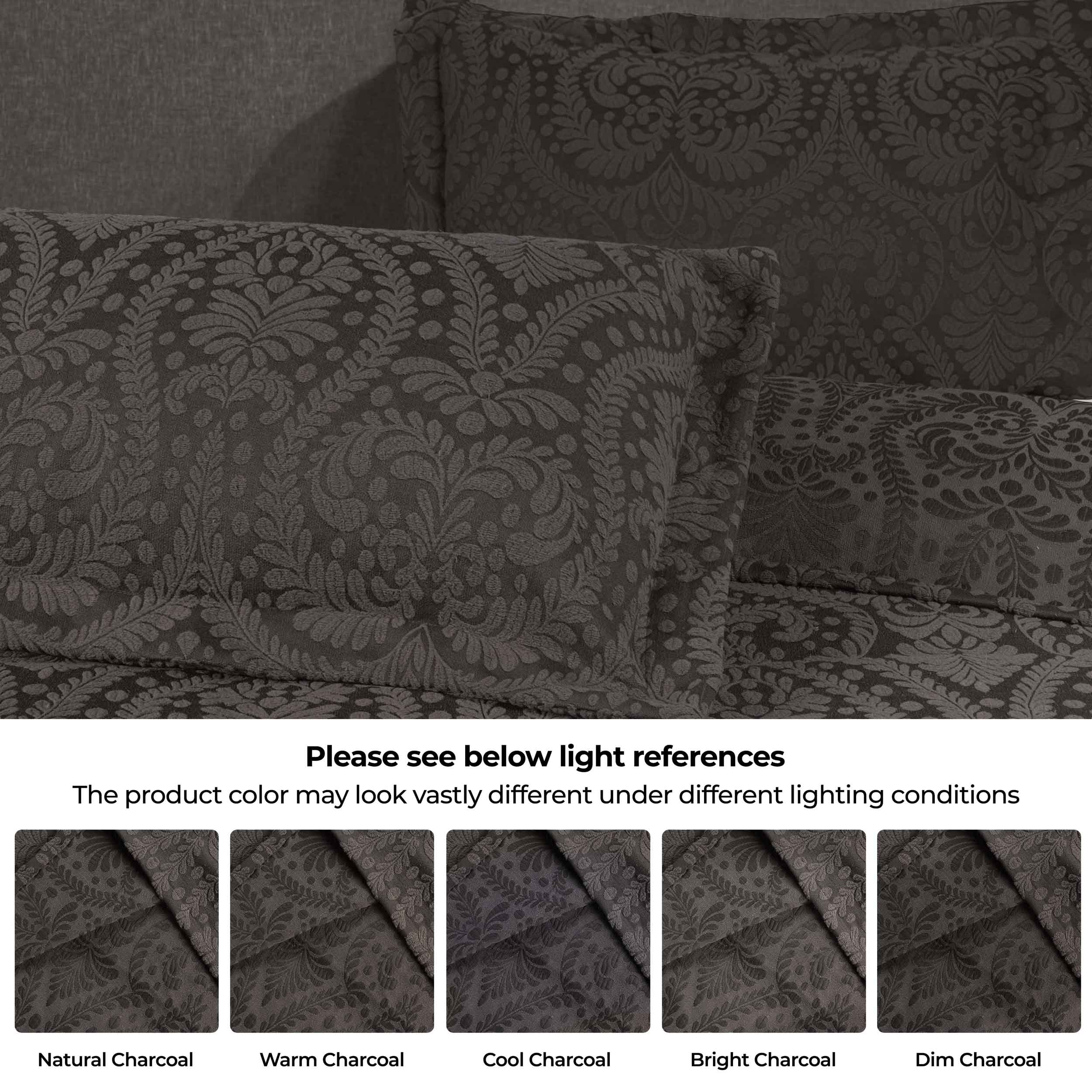 Premium Aspen Cotton Blend Jacquard Woven Floral Bedspread Set with Scalloped Edges - Queen Size Luxury Bedding for Master Bedroom & Guest Room Decor