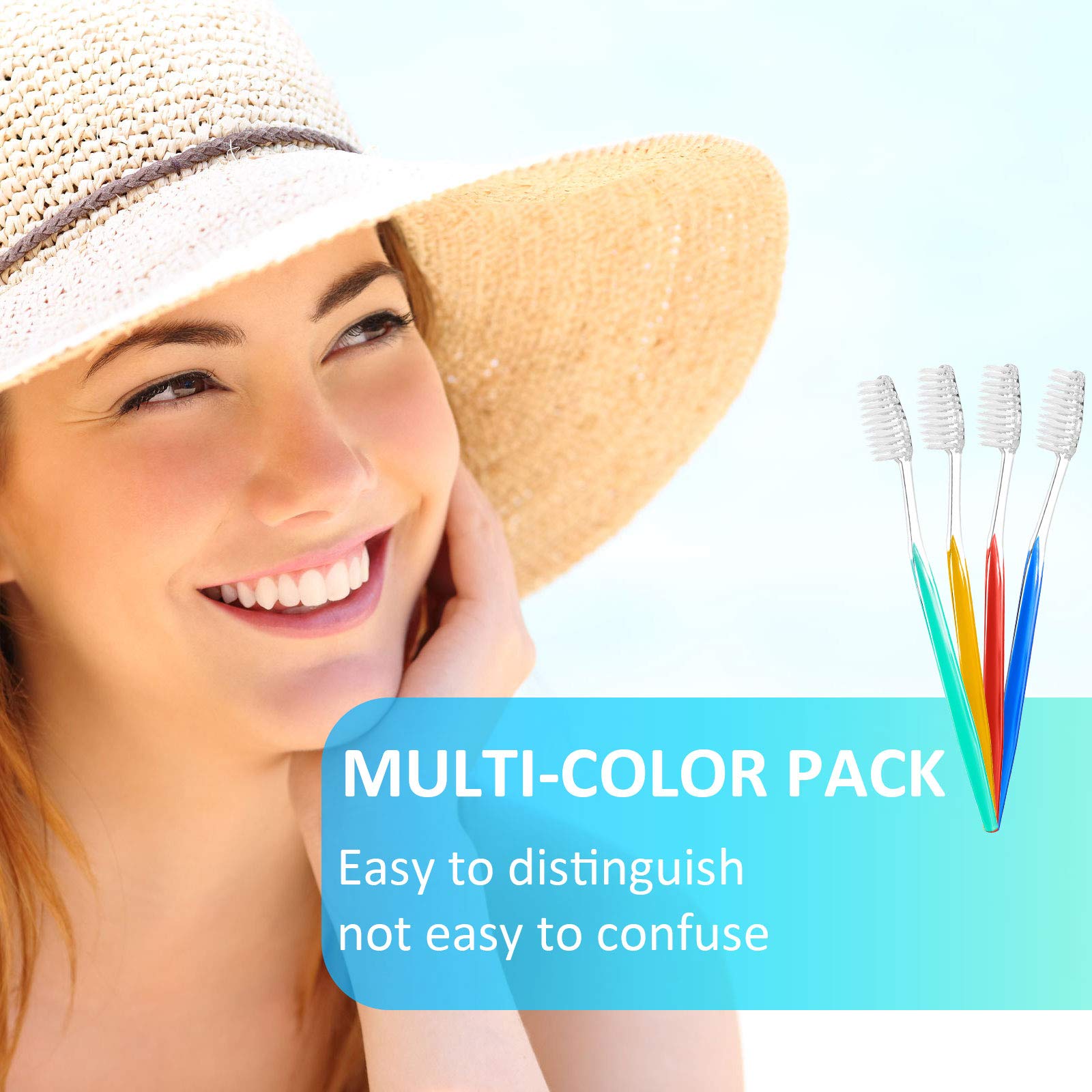 Disposable Toothbrushes Individually Wrapped - Medium Soft Bristle Manual Toothbrush Set for Adults & Kids - Travel Toiletries Essentials (200 Pack, 4 Colors) - Perfect for Travel, Camping, Hotels, and Emergency Kits