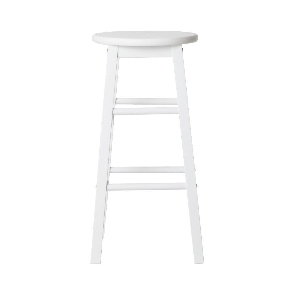 2-Pack White Wooden Bar Stools with Round Seats - Perfect for Kitchen Island, Breakfast Nook & Home Bar Decor