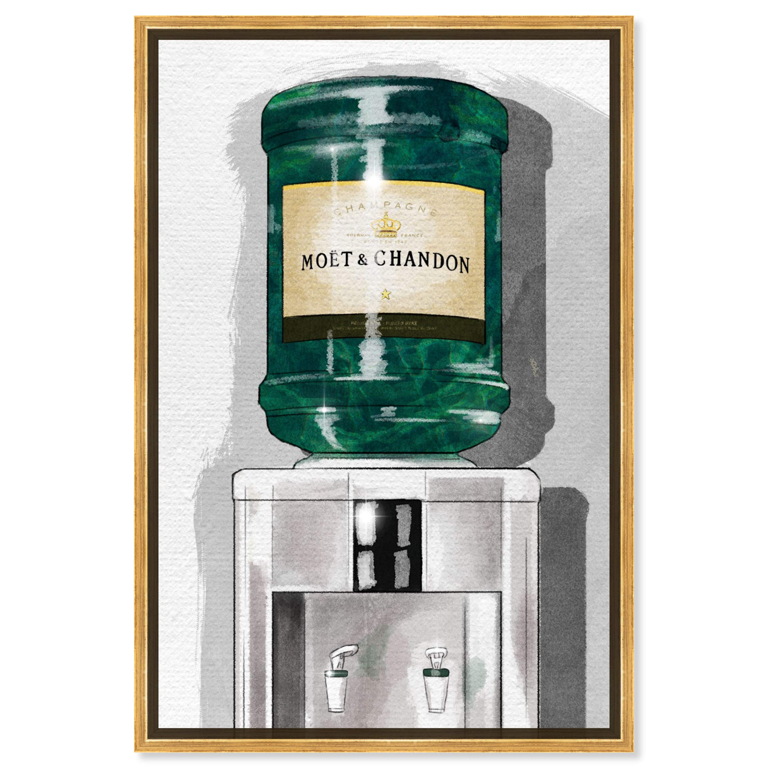 Oliver Gal Artist Co. Drinks & Spirits Framed Wall Art - 20x30 Champagne Canvas Print for Home Decor in Green & Gray | Perfect for Dining Room, Bar or Kitchen Decor | Model 18297_20x30_CANV_PSGLD