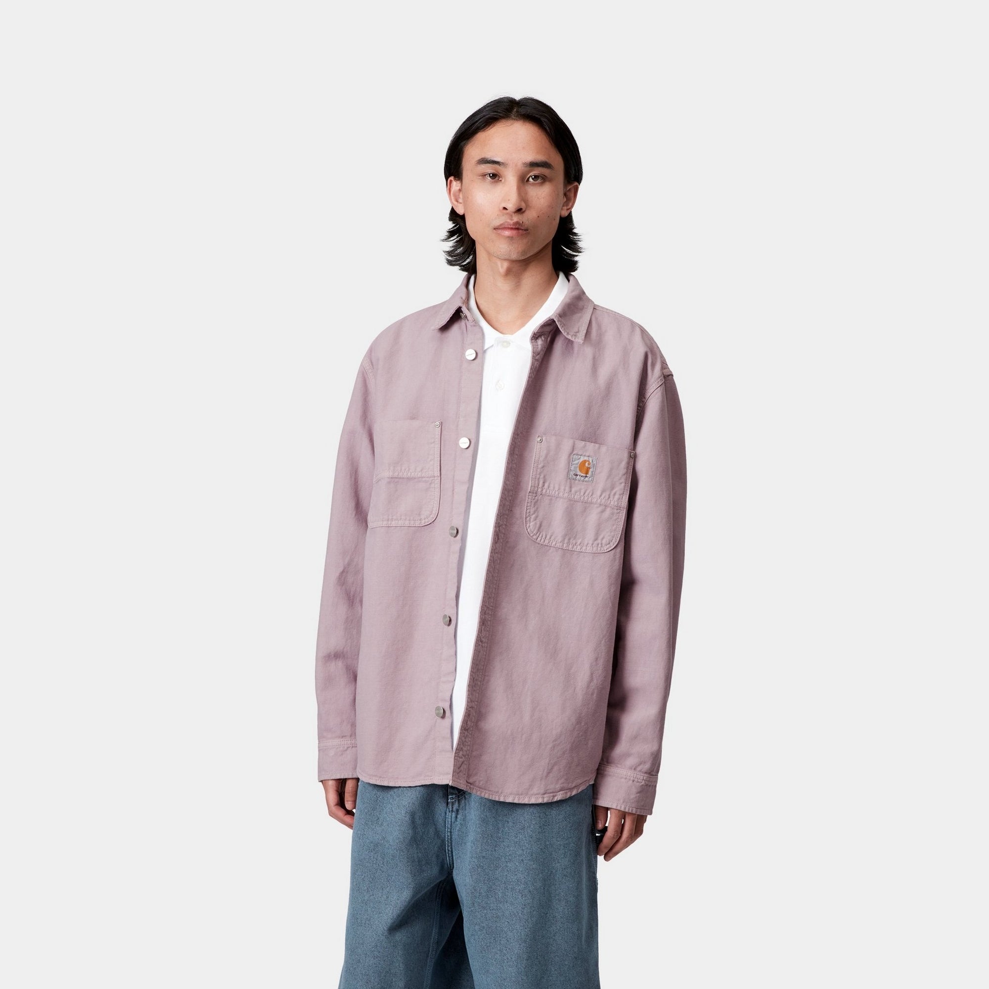 Walter Shirt Jacket for Men - Lightweight Casual Button Up Shirt with Chest Pocket | Pink Fog Color | Perfect for Spring Outfits, Weekend Wear & Outdoor Activities