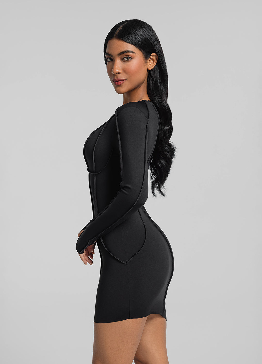Elegant Curved Stitching Mini Dress for Women - Sexy Bodycon Party Dress for Night Out, Date Night & Special Occasions