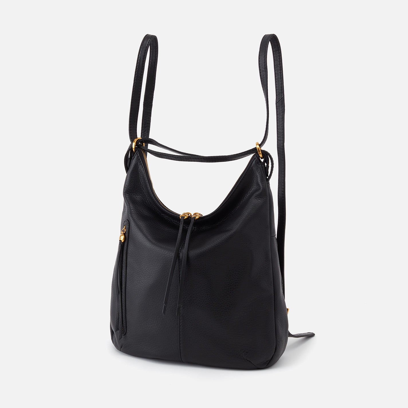 Premium Merrin Convertible Backpack in Pebbled Leather - Stylish Black Unisex Travel Bag for Work, School & Outdoor Adventures
