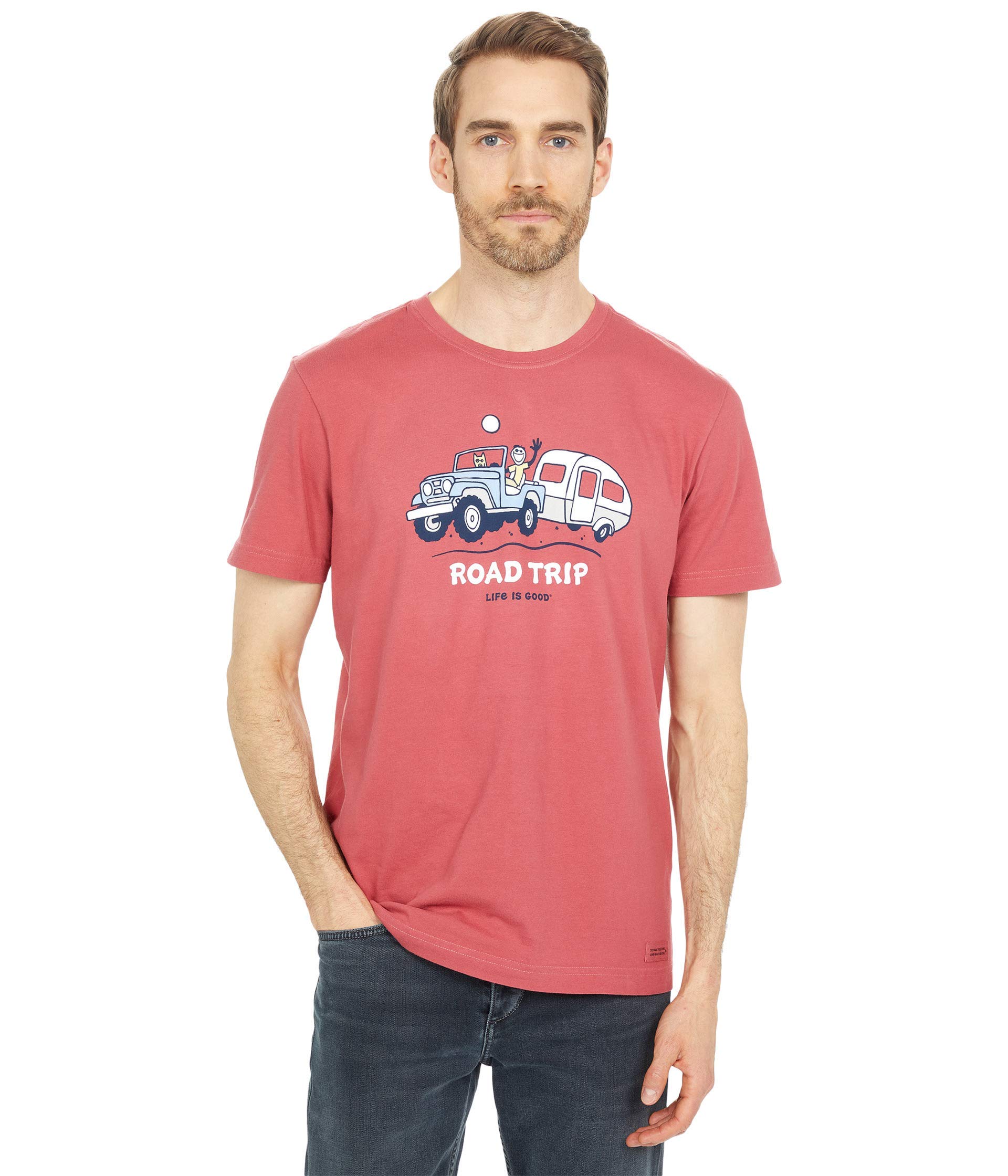 Life is Good Crusher Tee - Soft Vintage Graphic T-Shirt for Men & Women | Road Trip & Camping Comfort Wear