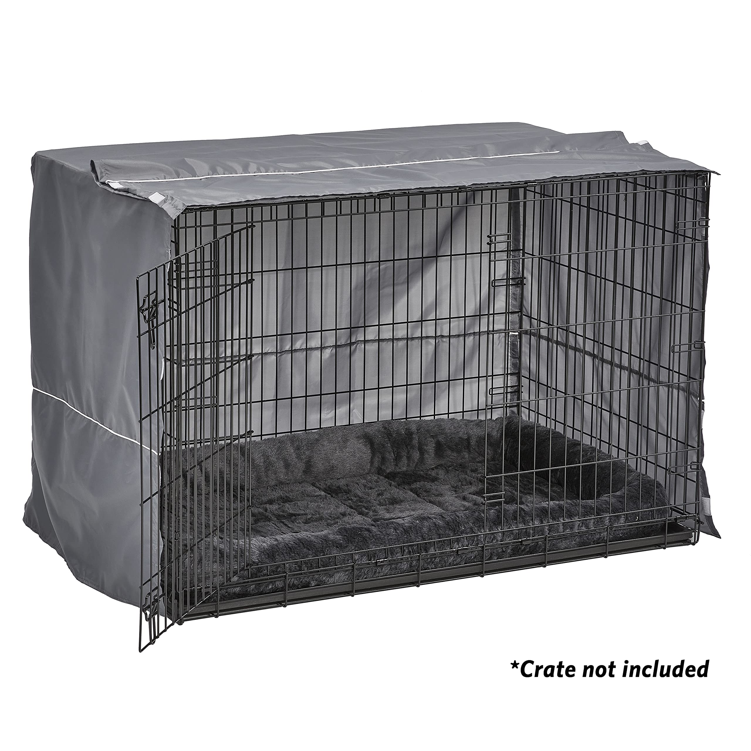 Premium Dog Crate Comfort Kit - Soft Crate Cover & Plush Dog Bed for Midwest & New World 48-Inch Crates - Gray - Perfect for Home, Travel & Kennel Comfort