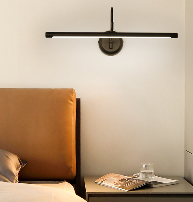 Modern LED Black Mirror Wall Light - Sleek Minimalist Design for Bedroom, Bathroom & Living Room Decor - Energy Efficient Dimmable Lighting for Home & Office