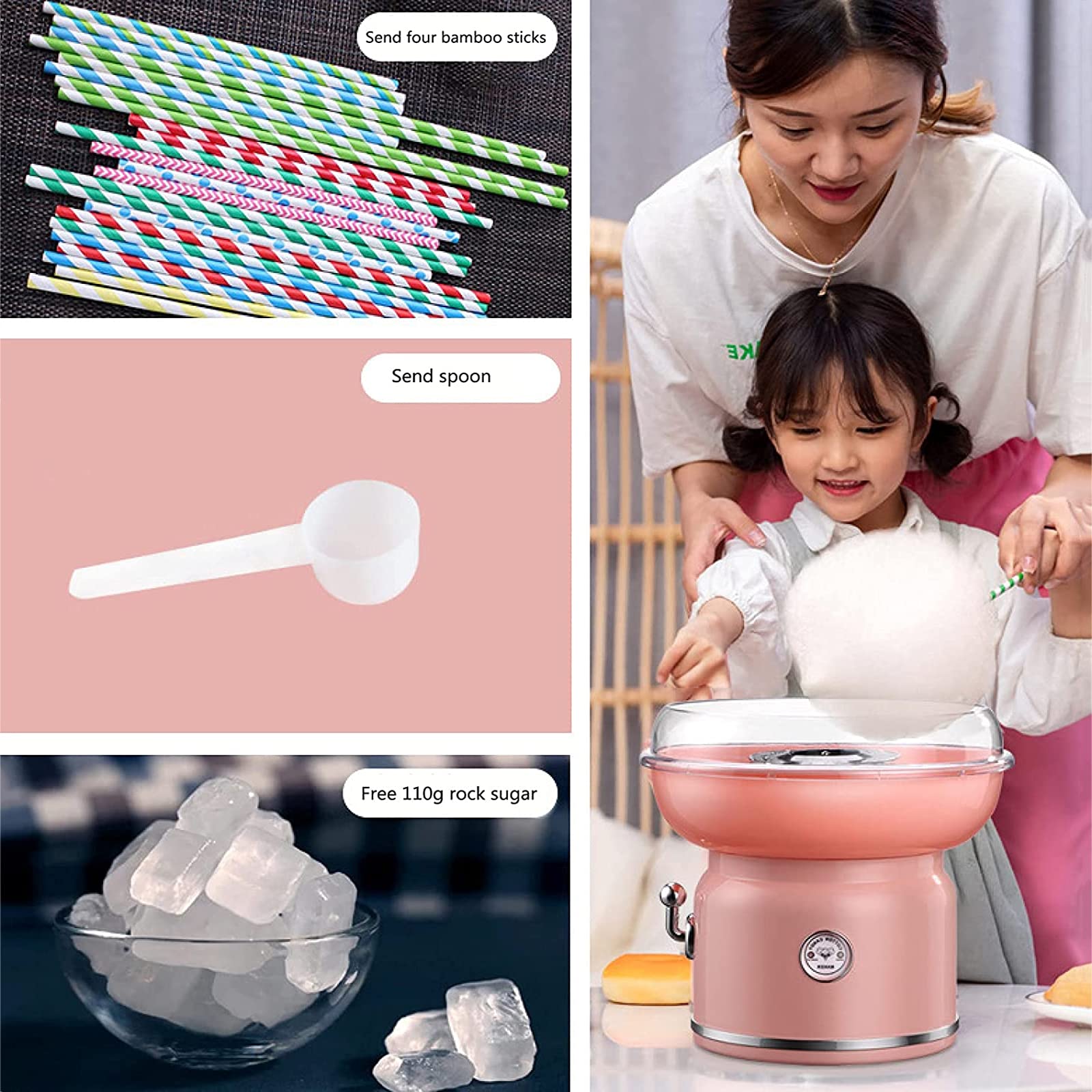 Portable DIY Cotton Candy Maker Machine - Home Electric Candy Floss Spinner for Kids & Adults - Perfect for Birthday Parties, Carnivals, and Family Gatherings - Fun Gift Idea for Holidays and Special Events
