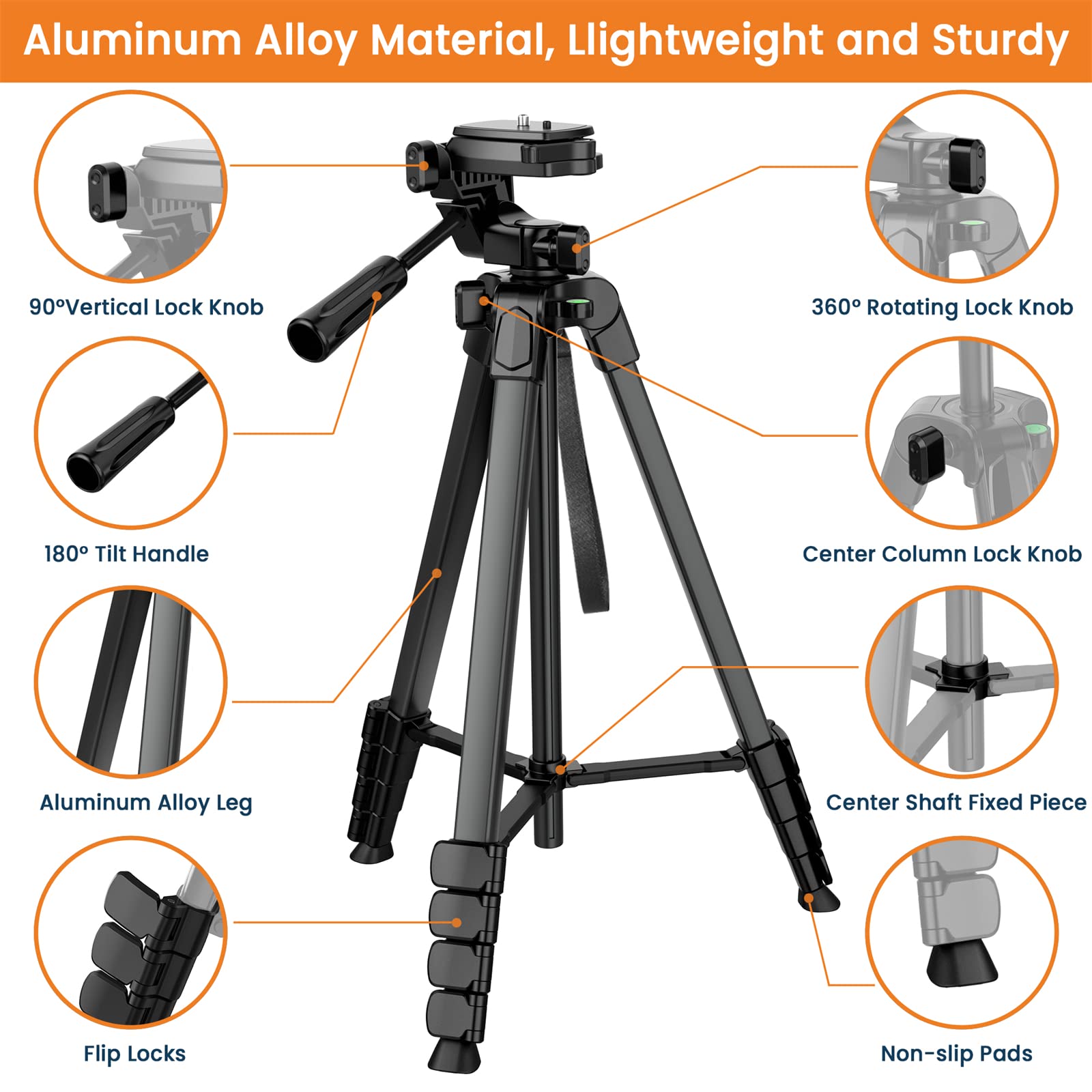 2024 Upgraded 172cm Smartphone Tripod Stand with Bluetooth Remote - Universal Phone Mount for iPhone 14/13, Samsung Galaxy S23/S22, Huawei, iPad & DSLR Cameras - Perfect for Vlogging, Live Streaming, Photography & Video Shooting