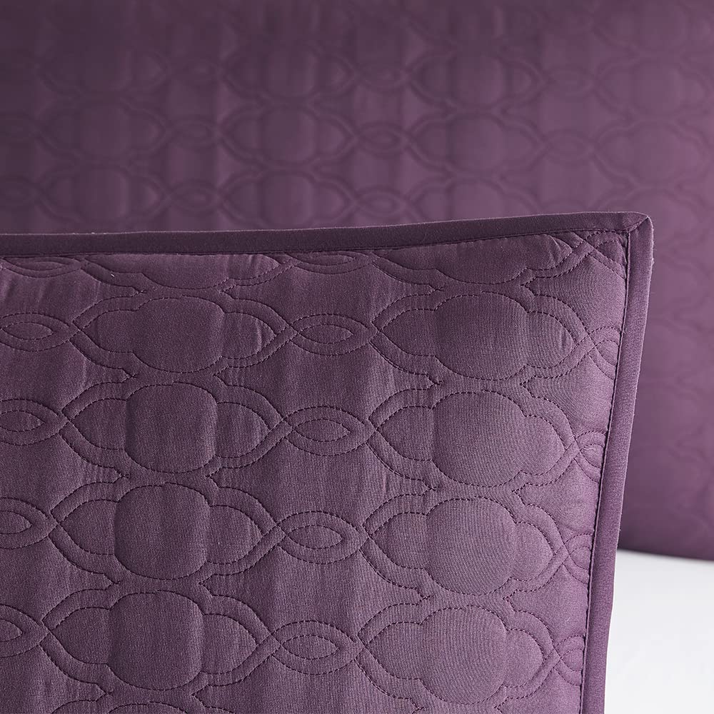BOURINA 3-Piece King Size Quilt Set - 108x92 Inches Lightweight Microfiber Bedspread Coverlet in Purple | Perfect for Master Bedroom, Guest Room & Cozy Home Decor