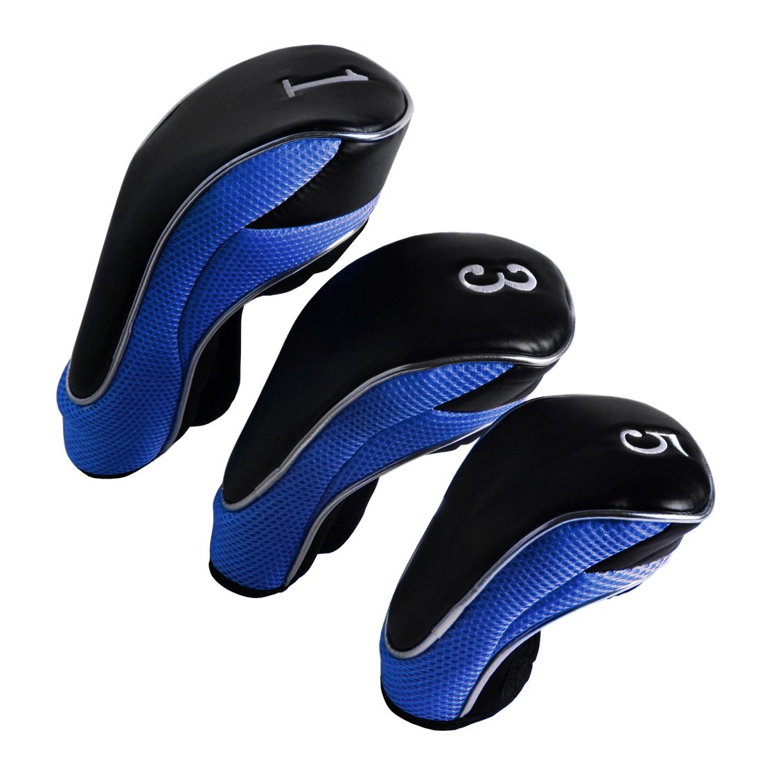 Premium Andux Golf Club Driver Wood Head Covers Set of 3 - Protective Hook & Loop Design for Woods & Hybrids | Ideal for Golf Course, Driving Range & Travel Storage