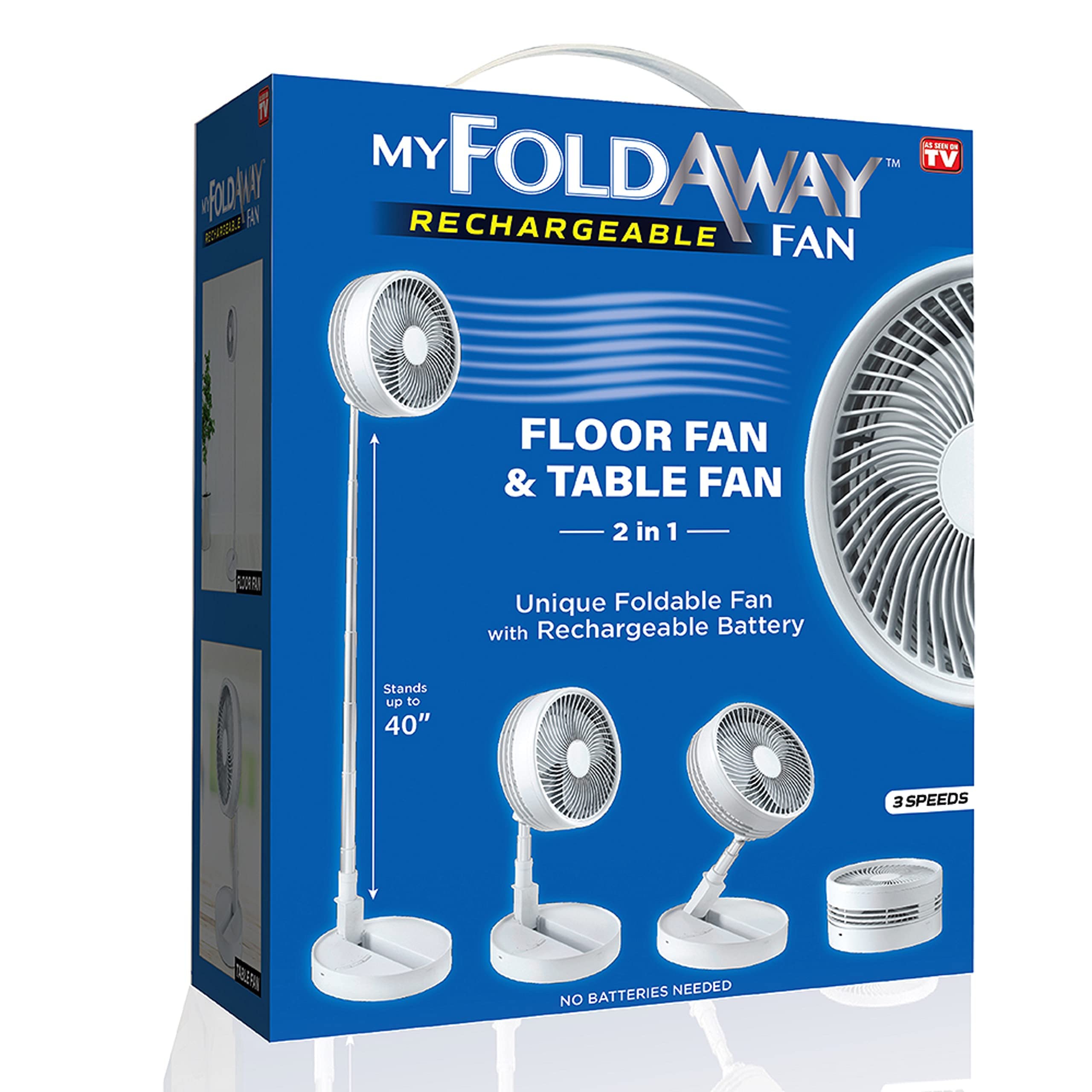 Foldable Rechargeable Desk Fan - Portable Travel Fan with 3 Speed Modes, Extends from 4 to 40 Inches, USB Powered for Home, Office, Bedroom & Outdoor Use - Perfect for Sleeping, Camping & Travel