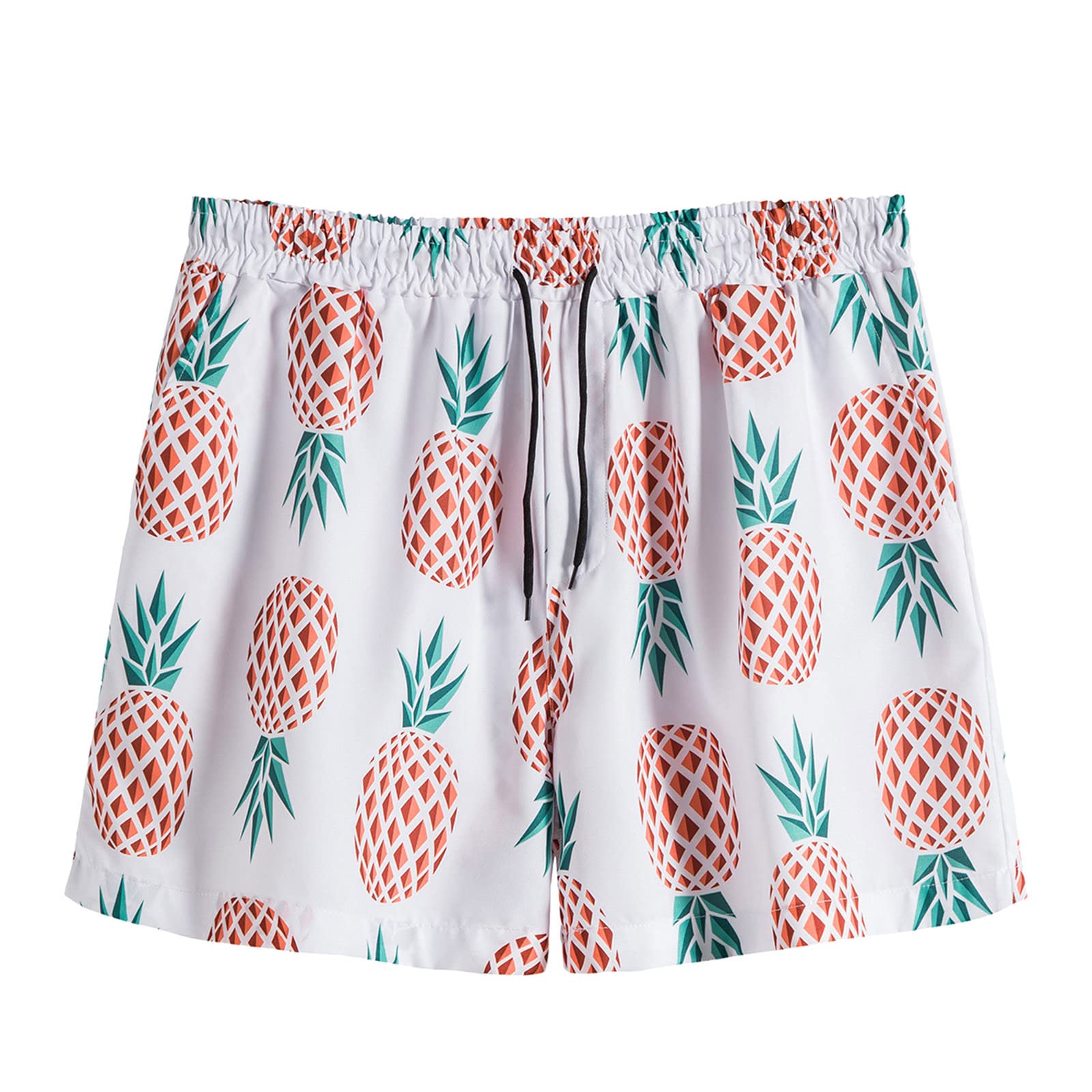 Tunk12 Men's Summer Printed Casual Sports Shorts - Loose Fit Quick-Dry Board Shorts with Tether Pockets for Beach, Swimming, and Outdoor Activities