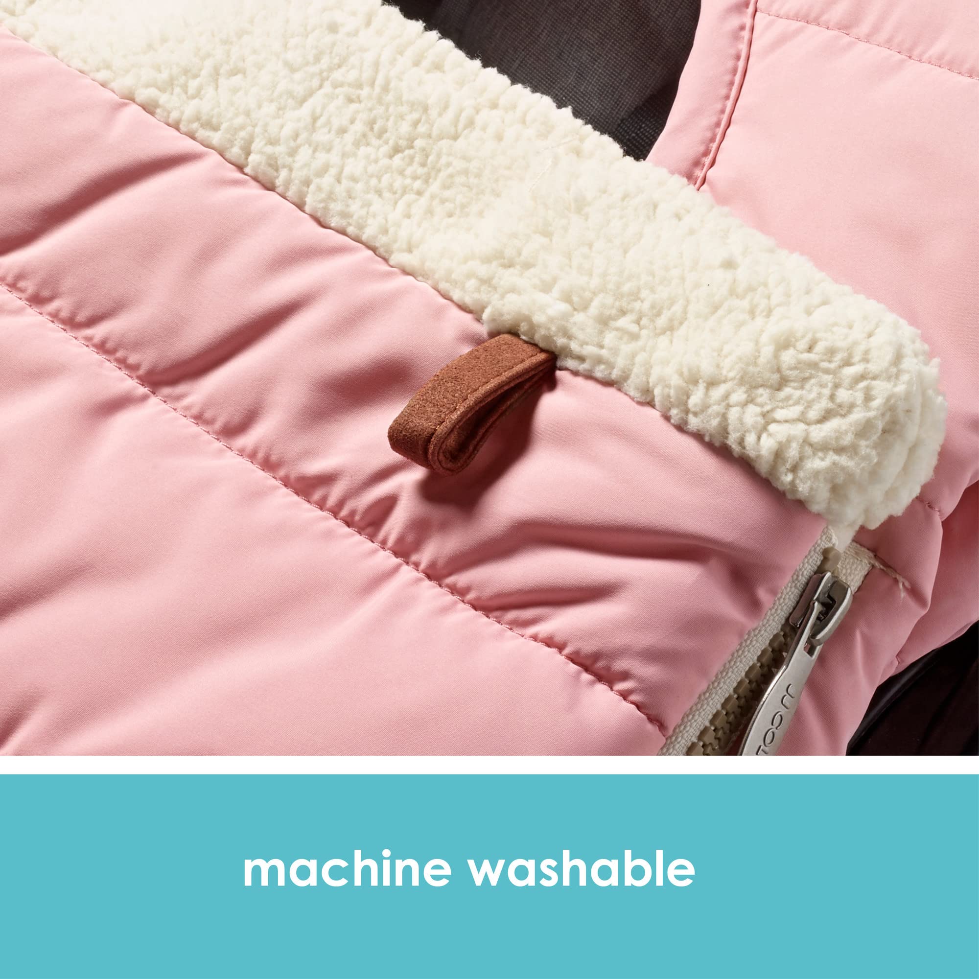 JJ Cole Infant Car Seat Cover - Winter Resistant Stroller & Baby Carrier Cover in Blush Pink - Keep Baby Warm & Cozy for Outdoor Walks, Shopping & Travel