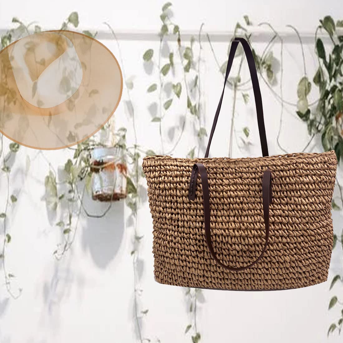 Women's Straw Woven Shoulder Bag - Summer Beach Tote Handbag for Women - Perfect for Beach Outings, Picnics, and Casual Shopping