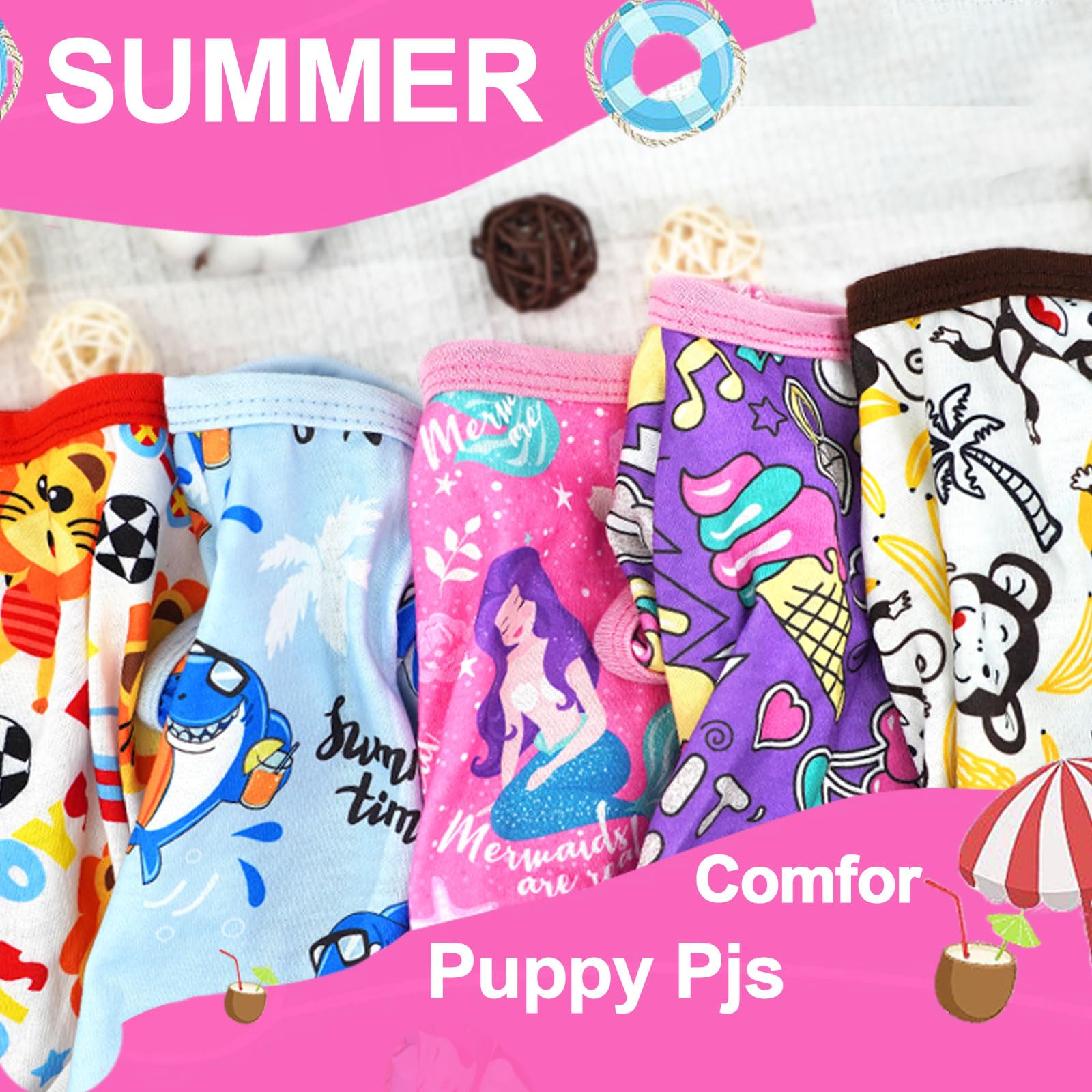 Small Dog Pajamas - Soft & Stretchy Puppy Clothes for Summer - Cute Dog Pjs for Small Breed Dogs (Girl & Boy) - Perfect for Indoor Lounging, Sleepwear & Photo Shoots