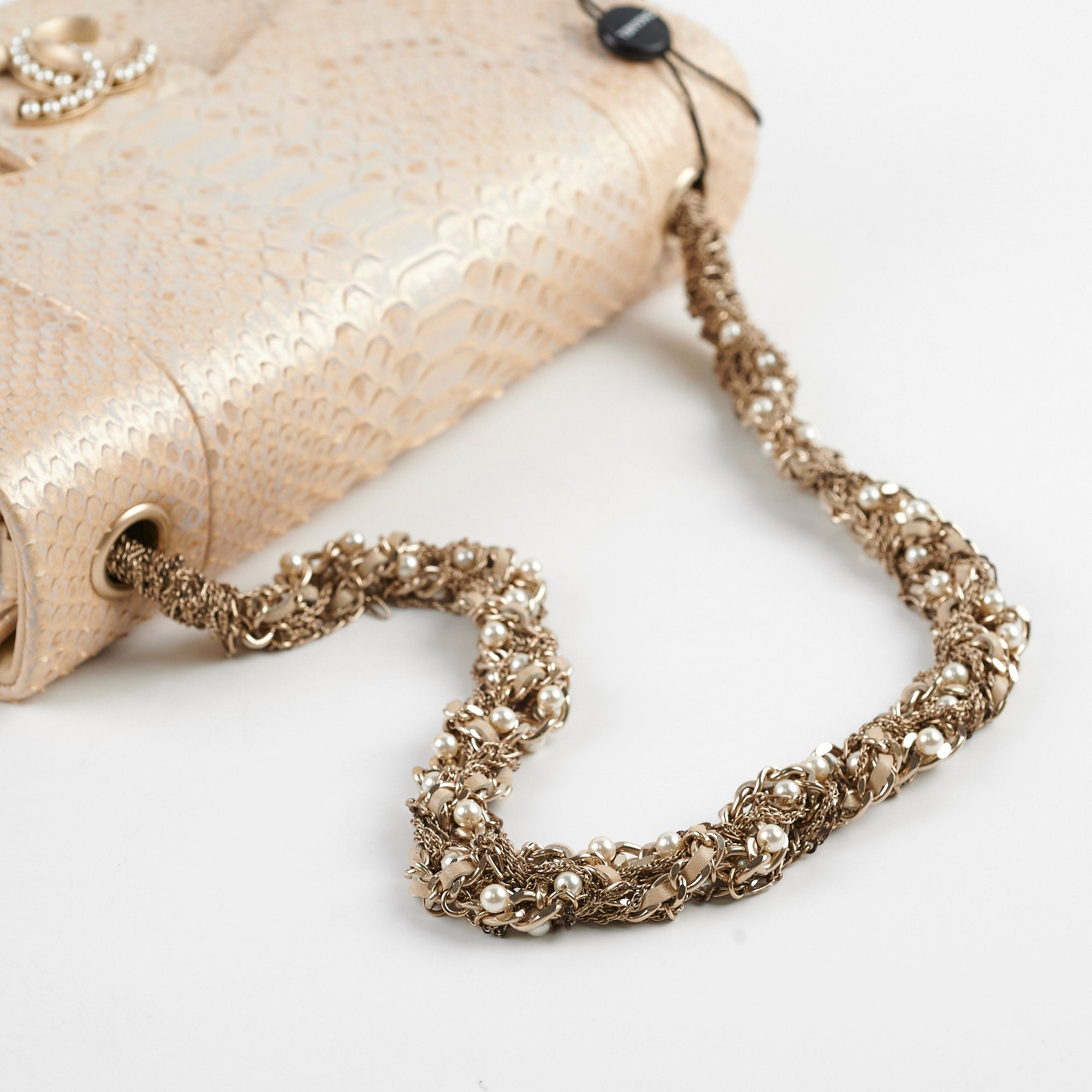 Chanel Python Flap Bag Light Gold - Luxury Designer Handbag for Women | Perfect for Evening Parties, Weddings & Special Occasions