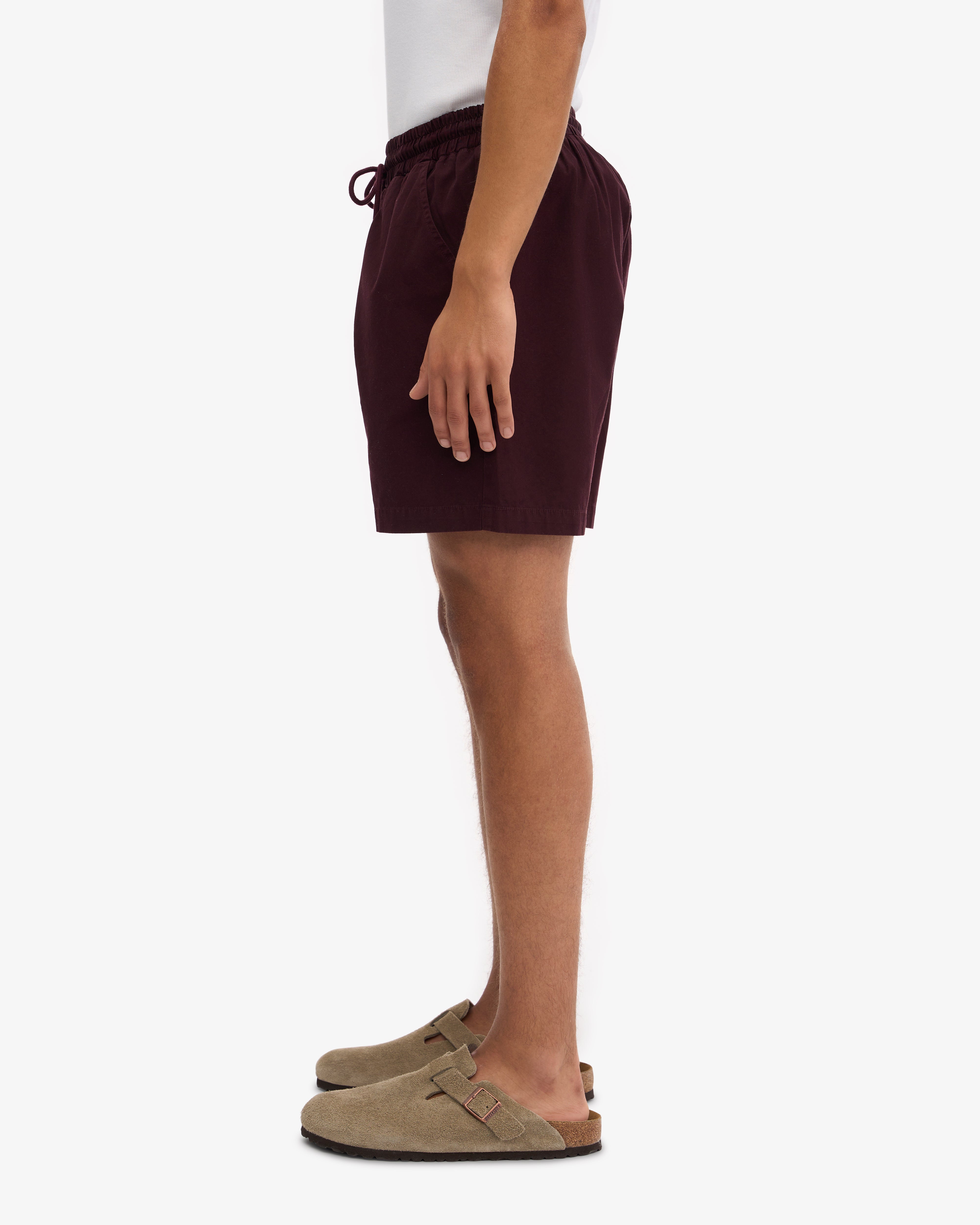 Organic Cotton Twill Shorts for Men & Women - Comfortable Casual Wear in Oxblood Red - Perfect for Summer, Travel, and Outdoor Activities
