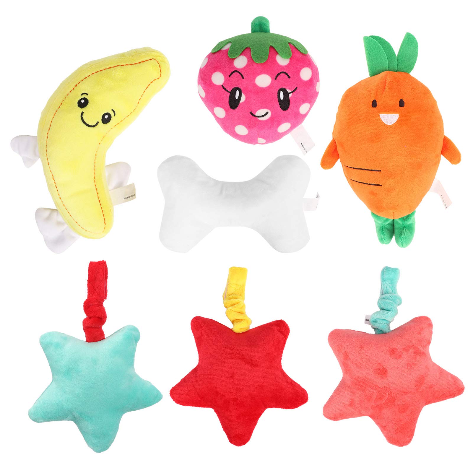 7PCS Squeaky Dog Toys - Cute Plush Chew Toys with BB Whistle for Small & Medium Dogs - Perfect for Playtime, Training & Teething Relief